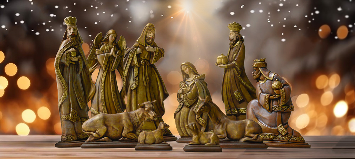 Pesebre Bizantino - Pintado a mano con envejecidos, betún de judea y metalizados