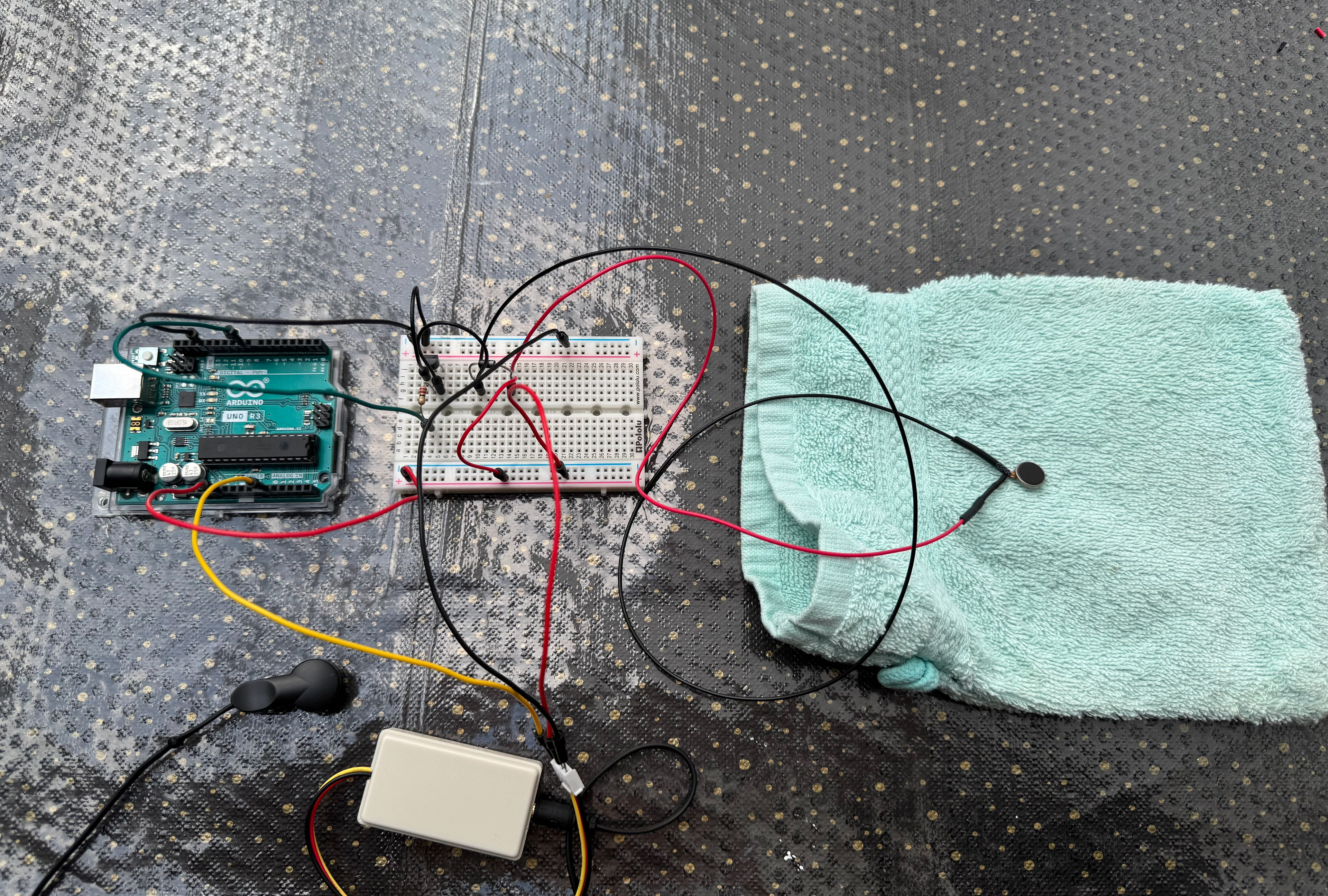 Trilmotor & Hartslagmeter gekoppeld aan washand