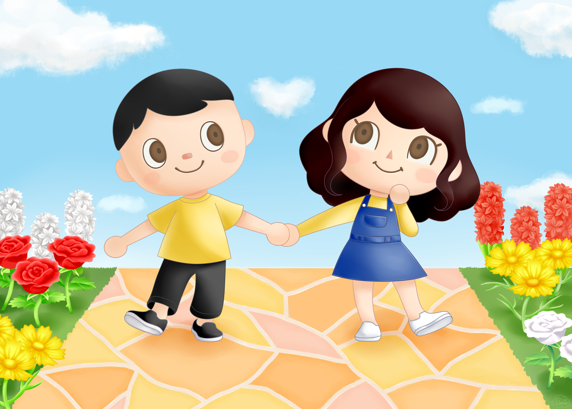 A commission by my friend and photographer, Allie Norado. The drawing is of her and her boyfriend for their anniversary as Animal Crossing characters.