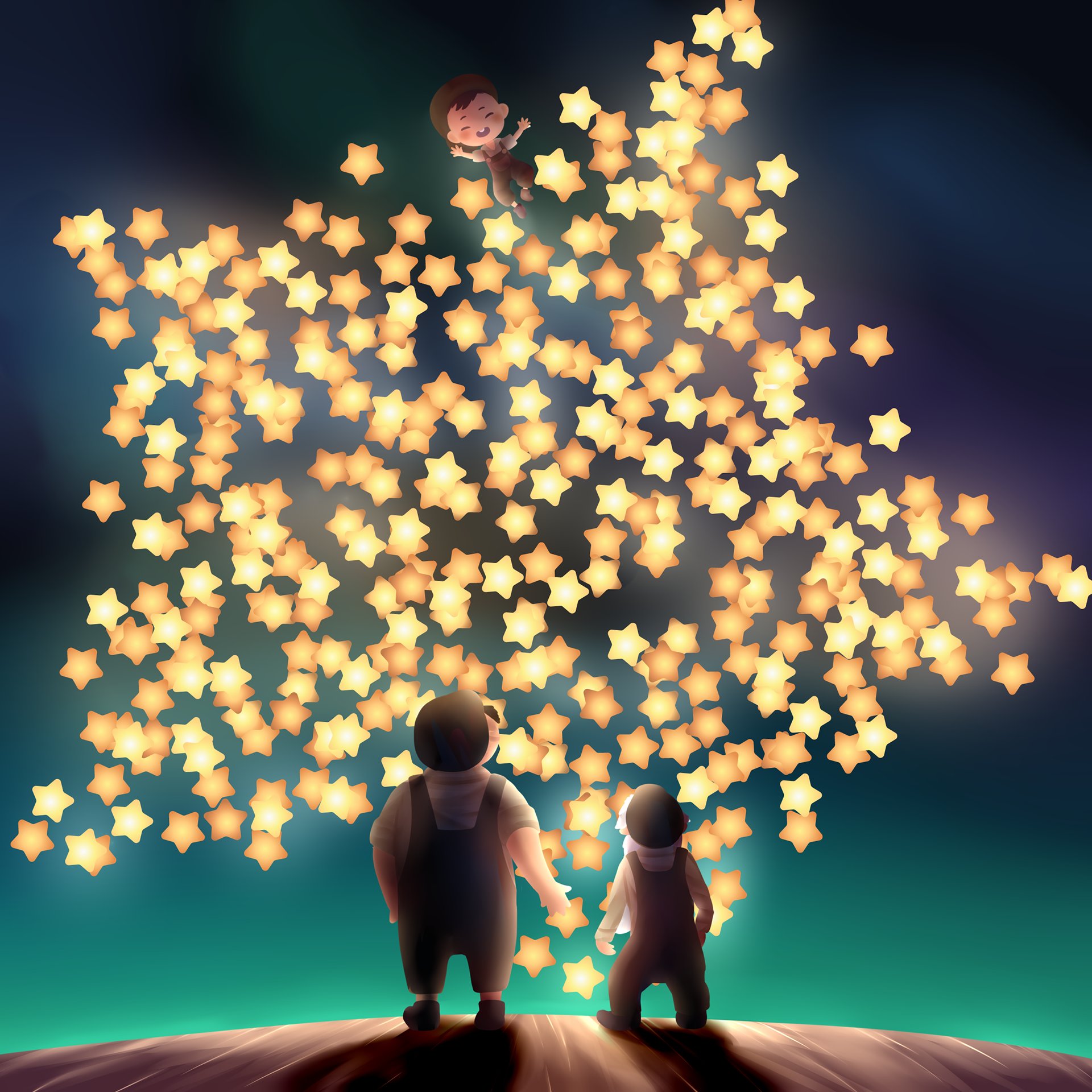 An illustration that was part of a drawing challenge with my friends with Pixar as the theme. This drawing was inspired by the Pixar animation short, La Luna.