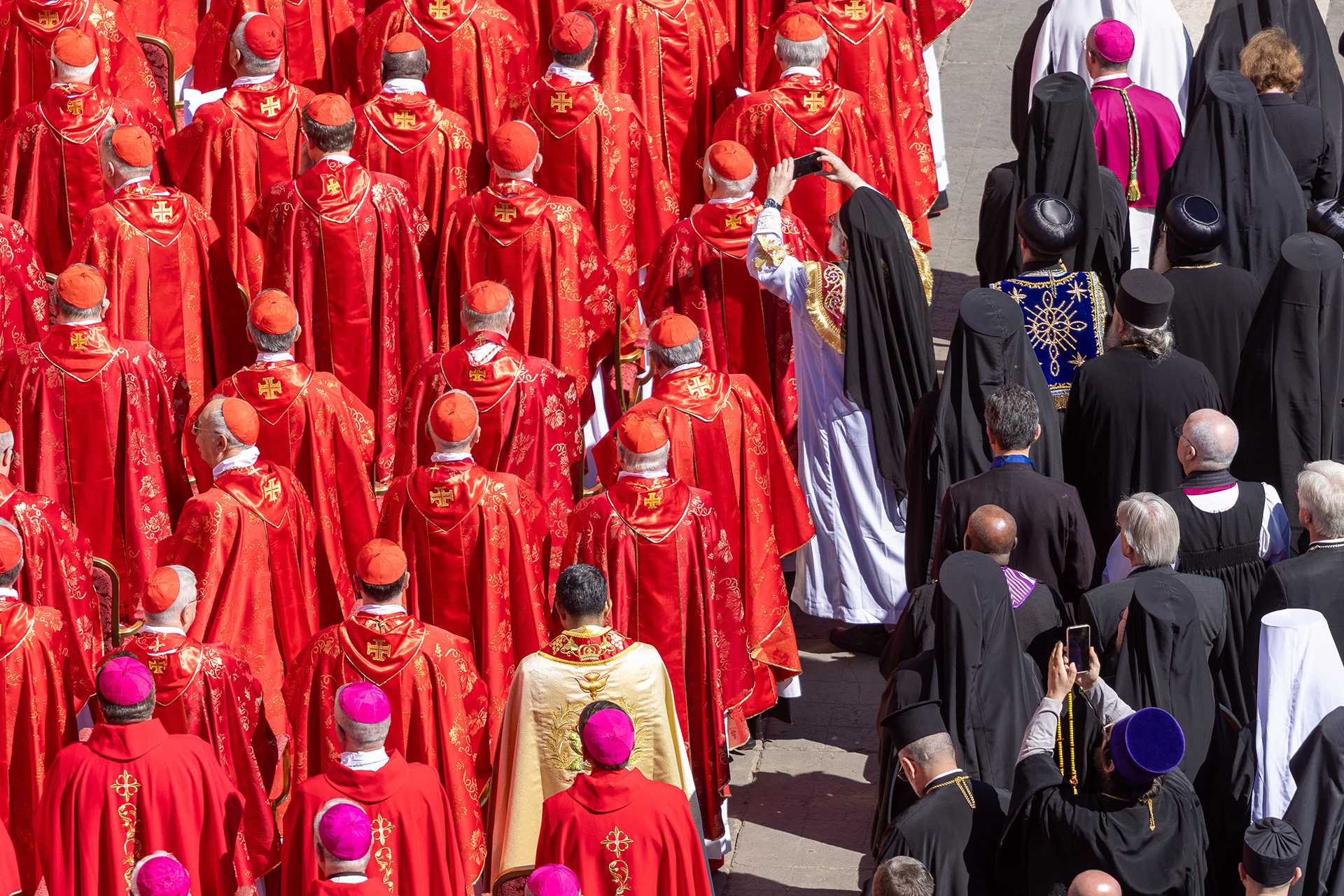 Clergy members during Pope Francis’ funeral Mass at St. Peter’s Square, Vatican, April 26, 2025. Photo © Marek Ladzinski / FORUM