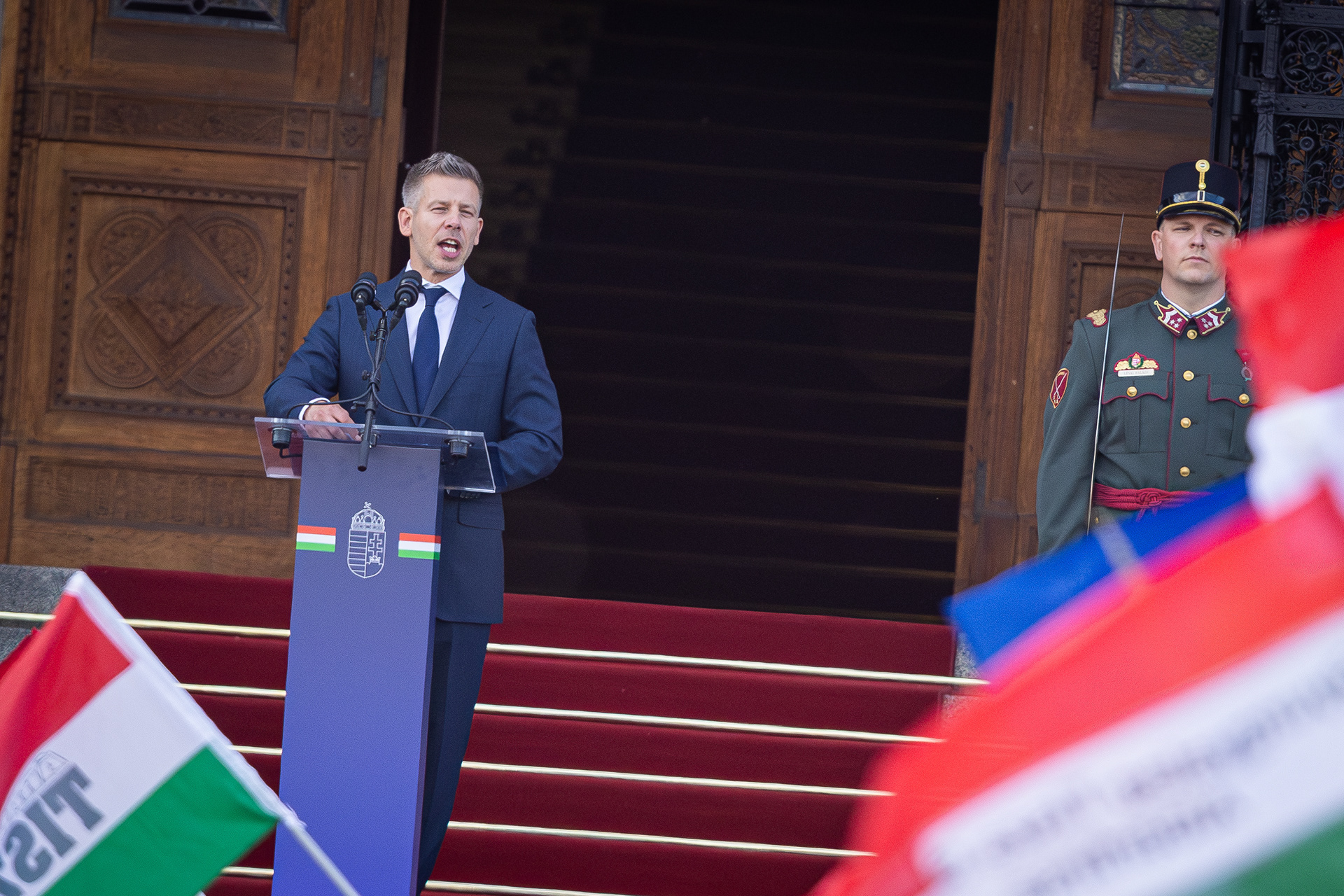 Hungarian Prime Minister Peter Magyar during a speech in Budapest. Photo © Marek Ladzinski