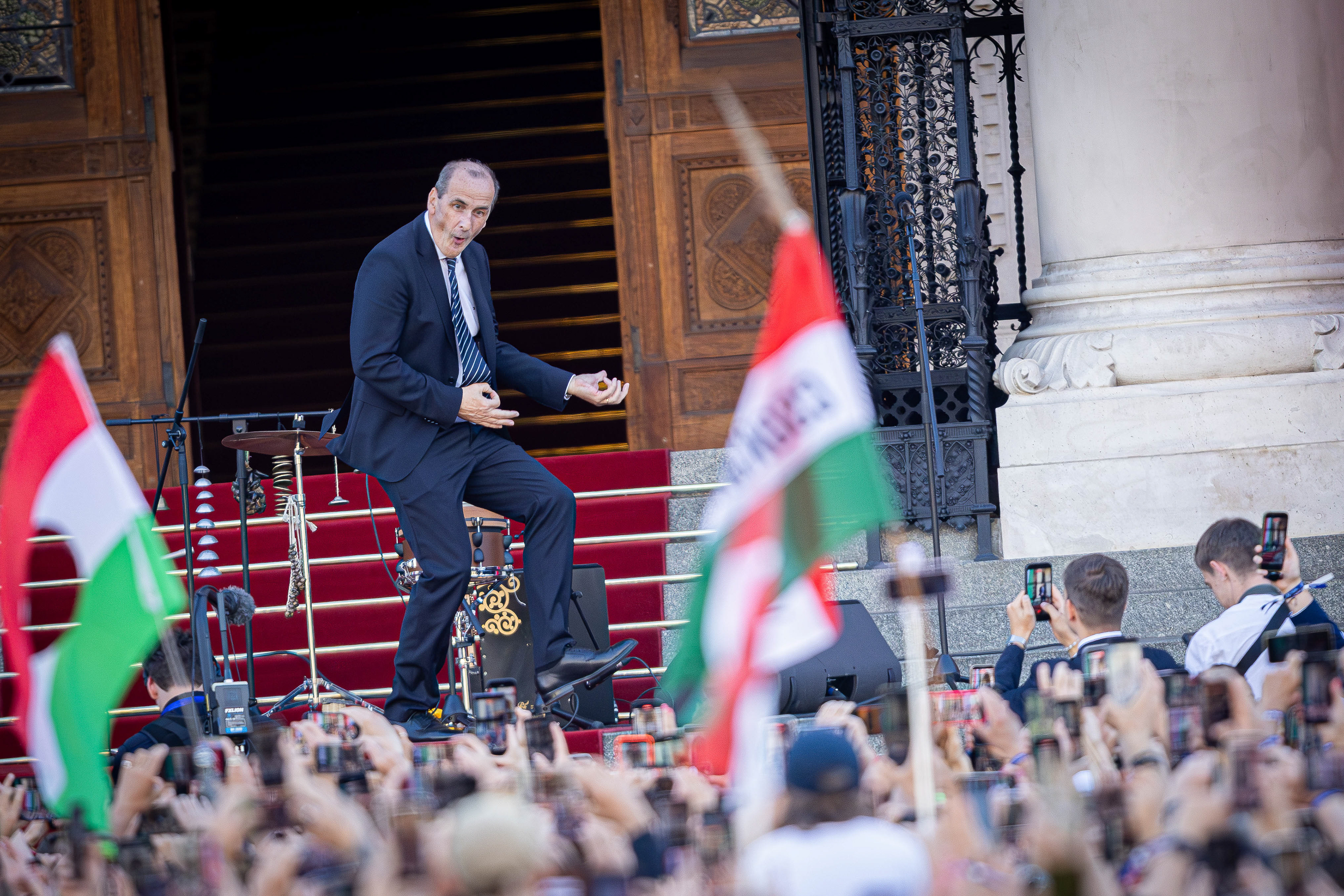 Hungarian Health Minister Zsolt Hegedus dances during the inauguration ceremony in Budapest. Photo © Marek Ladzinski