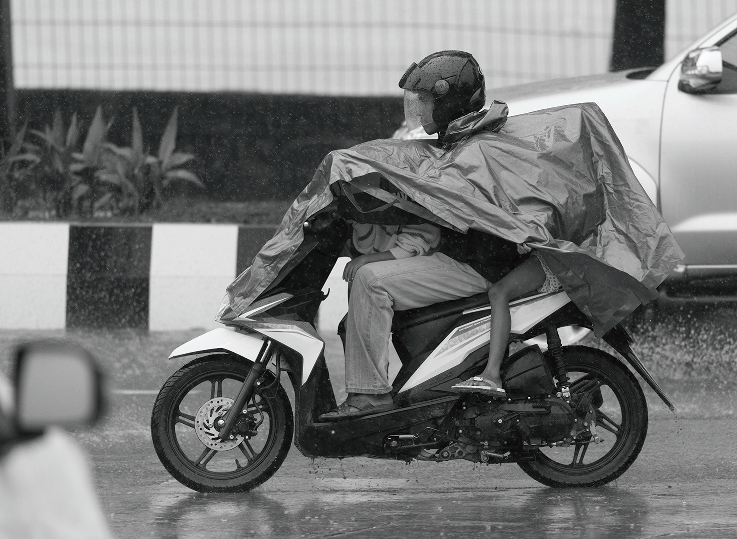 Motorbiking in the Rain. Samarinda.