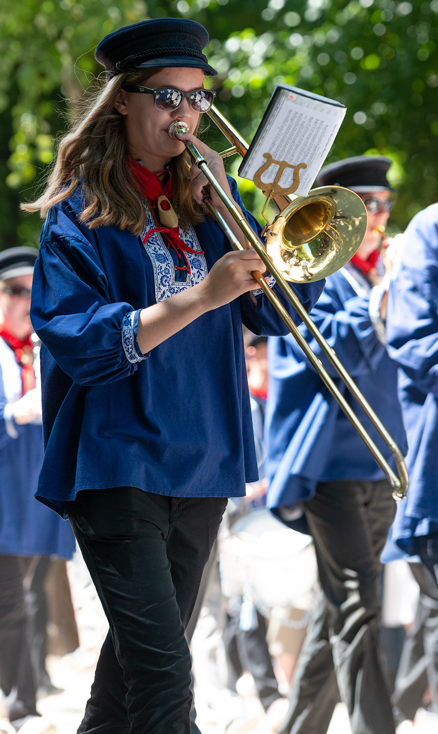 Trombone player in a marching band. Düsseldorf, Germany.