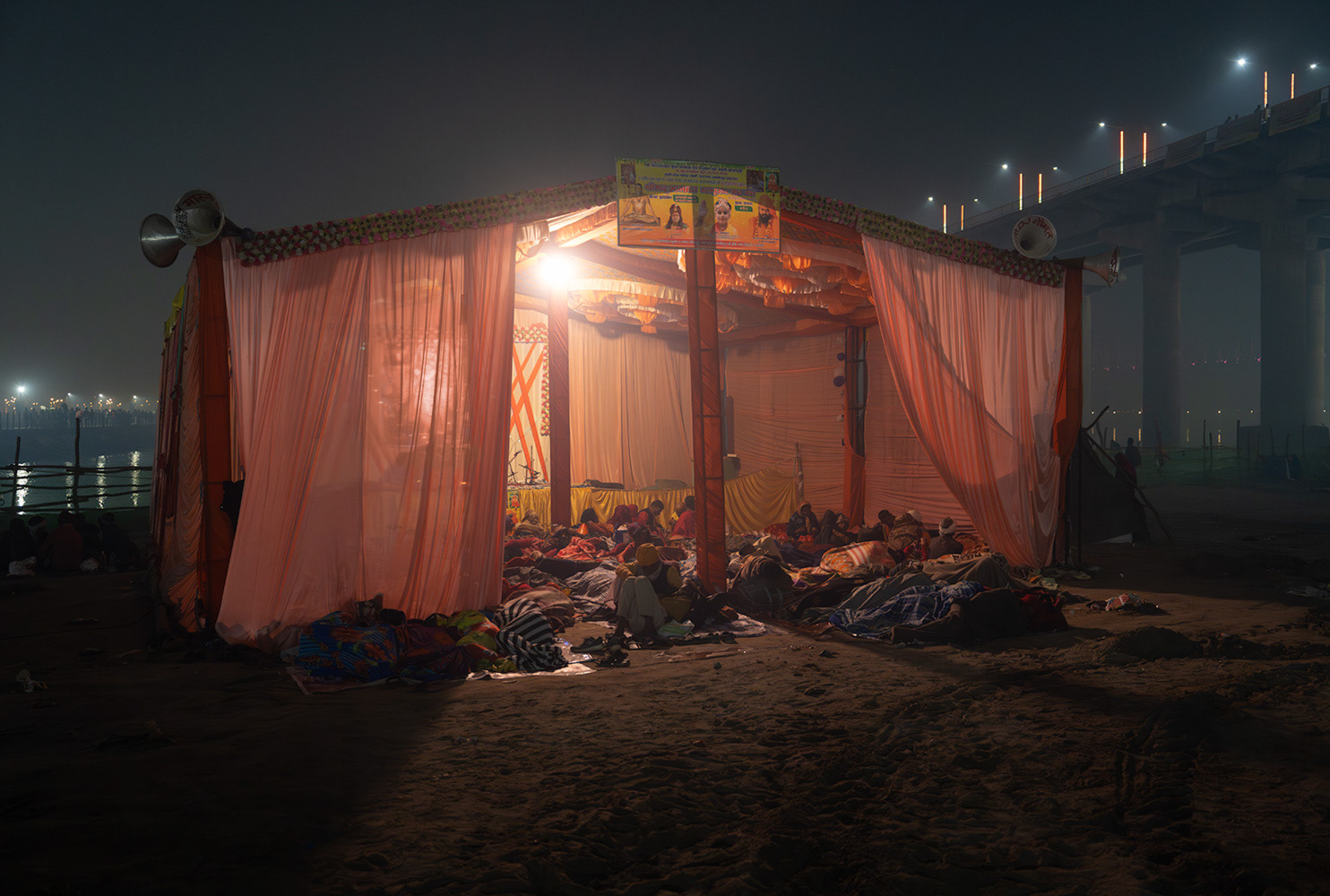 Dormitory Tent on the Maha Kumbh Mela, Prayagraj, 2014.