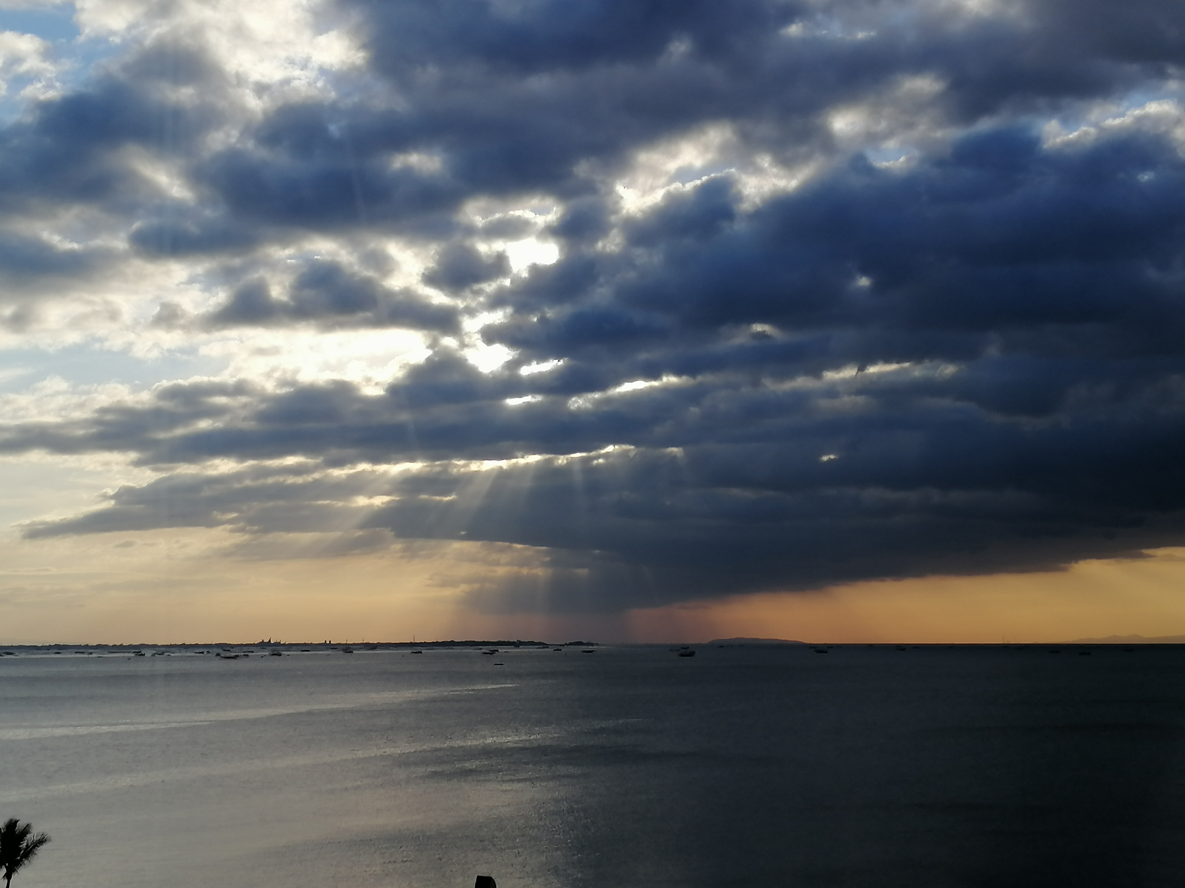 Sunset view with grey clouds