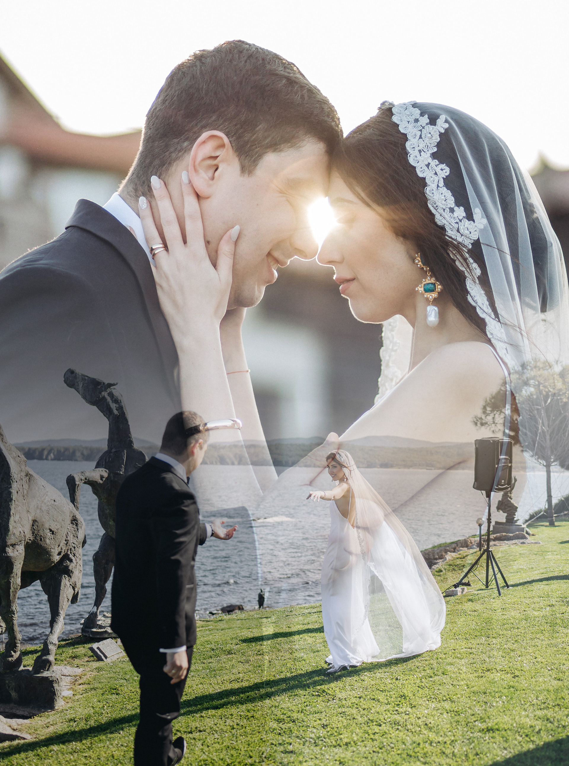 Сватбен фотограф Созопол - арт двойна експозиция на Деляна и Христо в стария град Созопол.