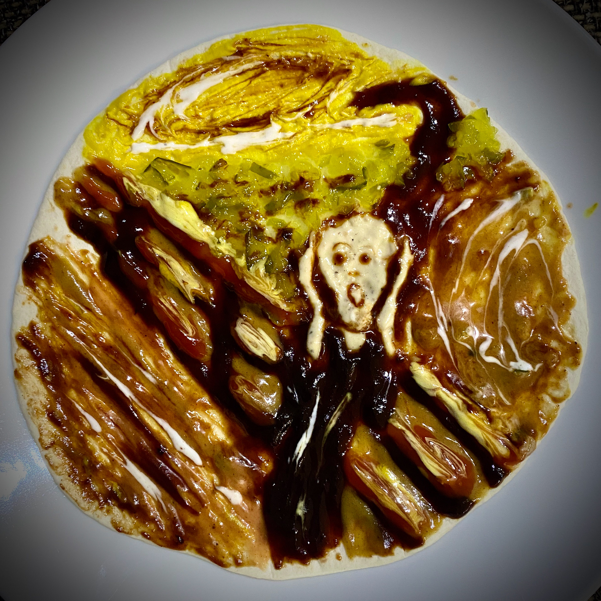 condiments Scream on tortilla