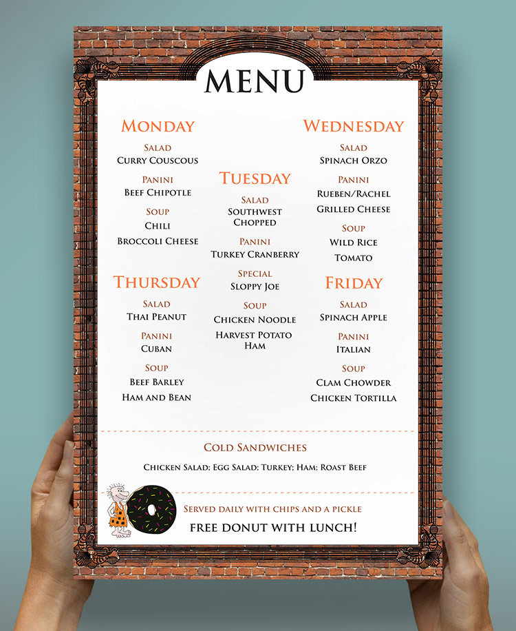 Sandy's donuts Menu
