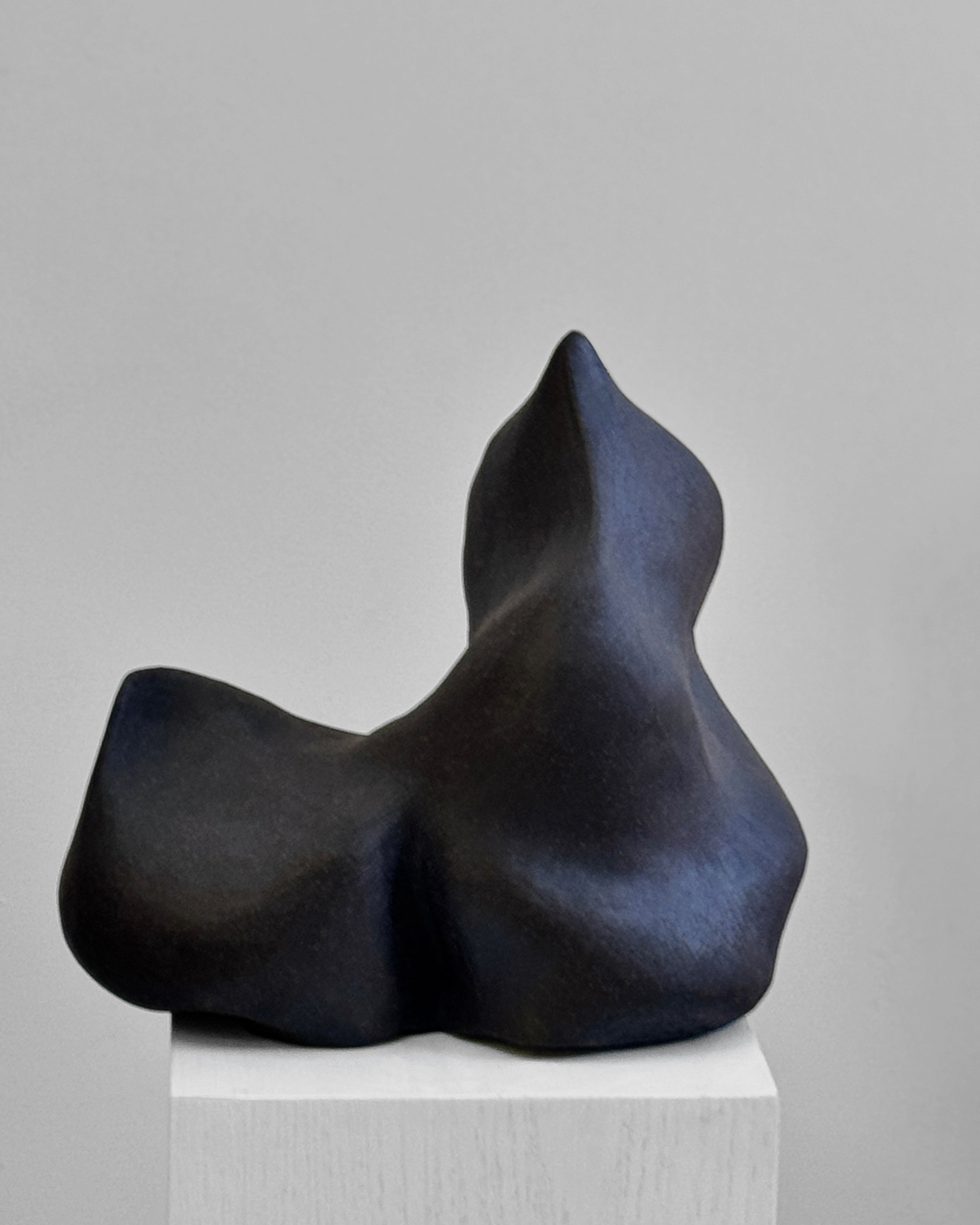 Lava Spur, 2025, black stoneware with hematite crawl glaze by Kendall Conrad — alternate view.