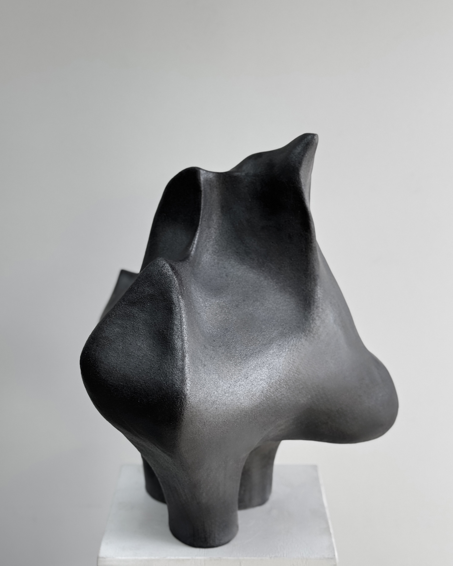 Spur, 2026, gunmetal stoneware by Kendall Conrad — alternate view.