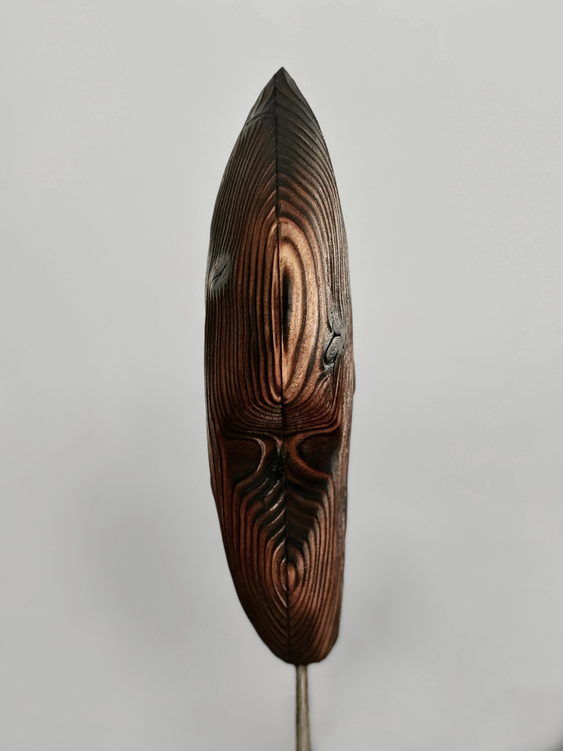 Axis Strata, 2026, charred, laminated California redwood by Kendall Conrad — alternate view.