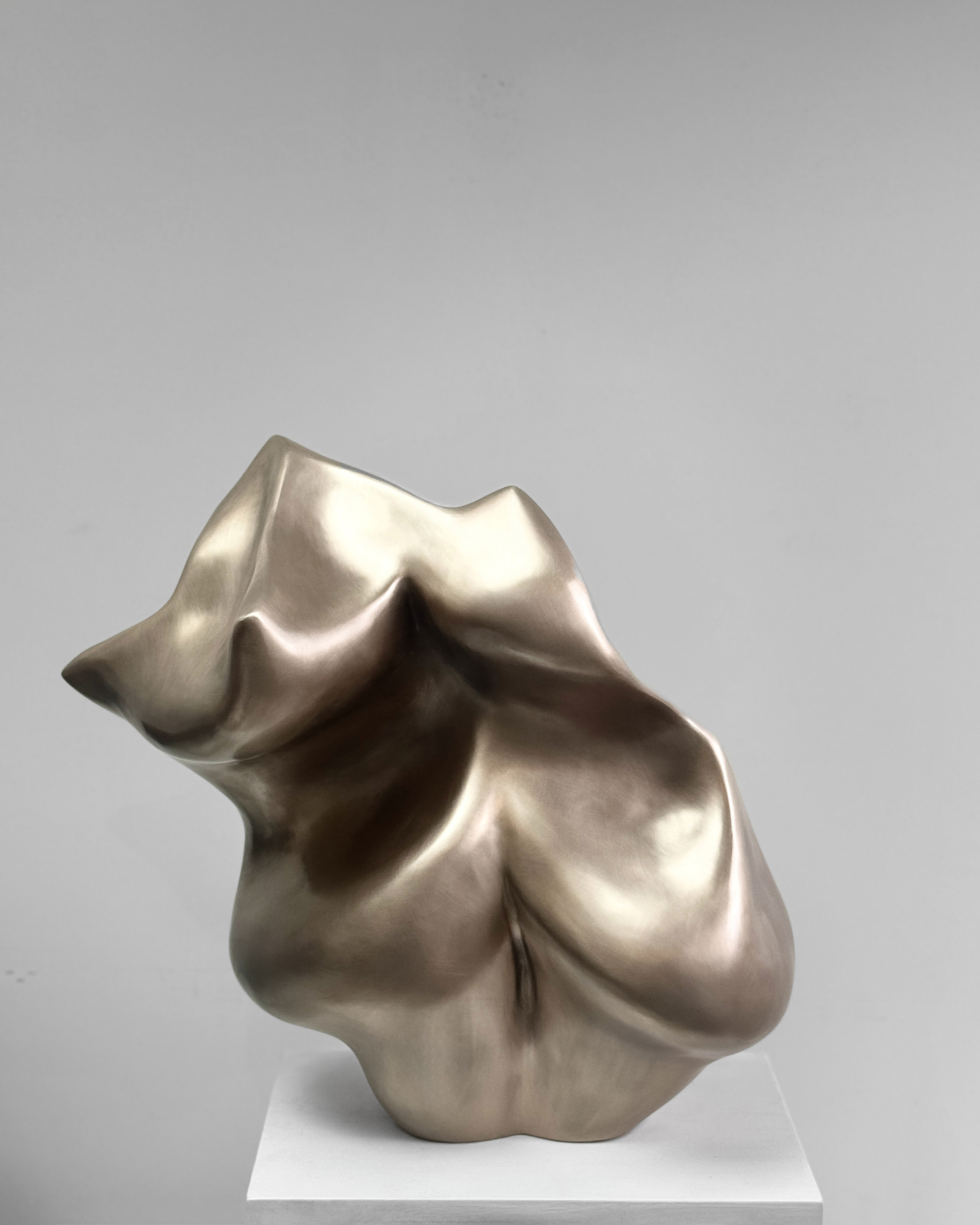 Tectonic Fold, 2026. Lost-wax cast bronze sculpture by Kendall Conrad, 16 × 17 × 12 in.