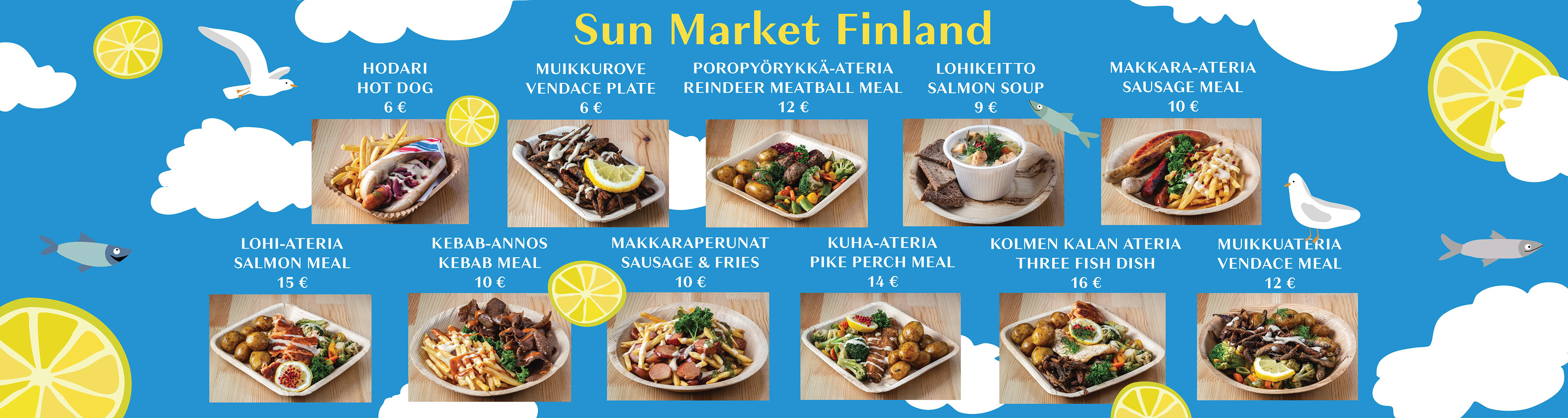 Kauppatorin Sun Market Finland:lle tehty menutaulu (kuvat: Lauri Heroja)