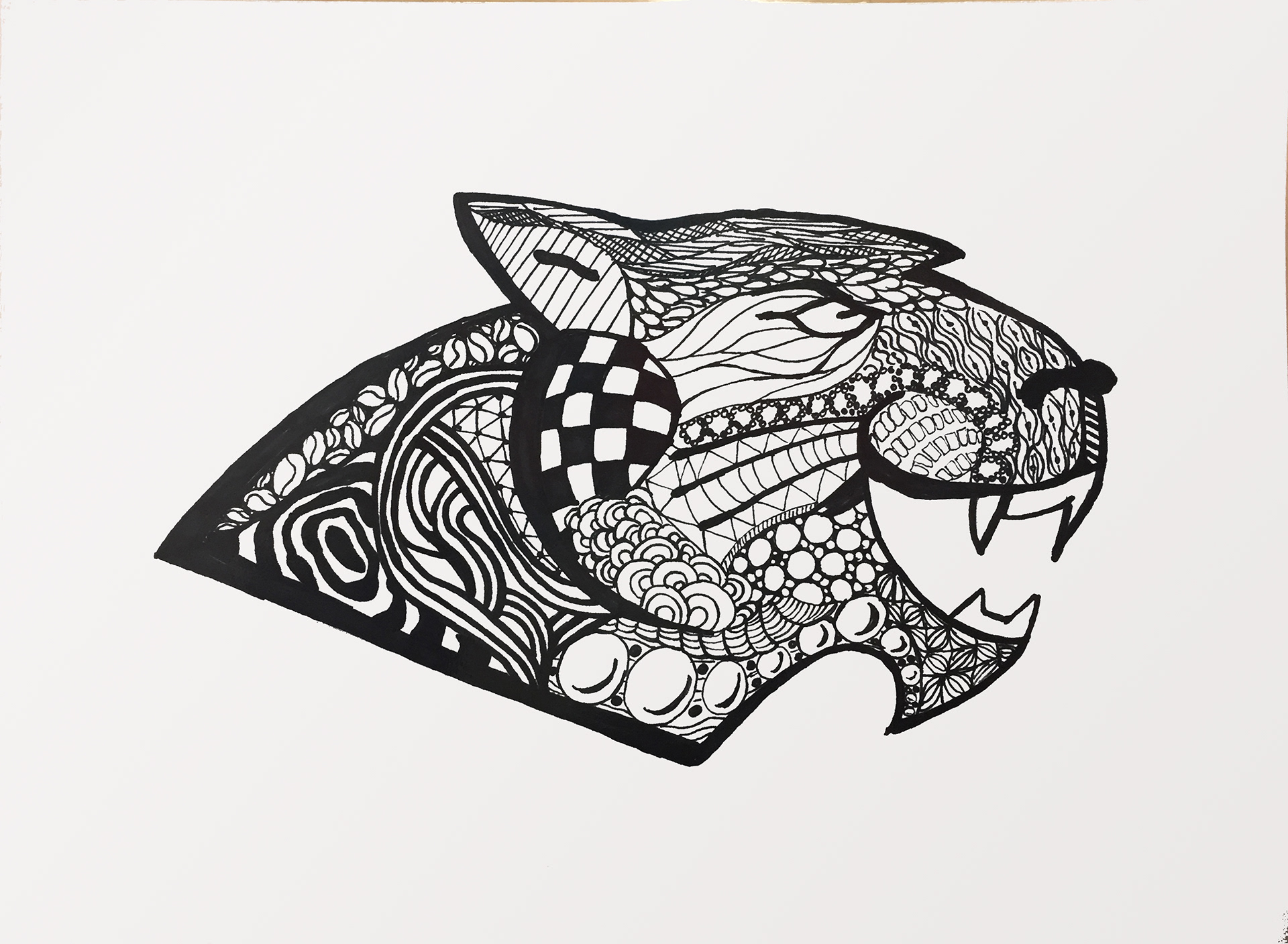 Panther Zentangle Illustration - Marker