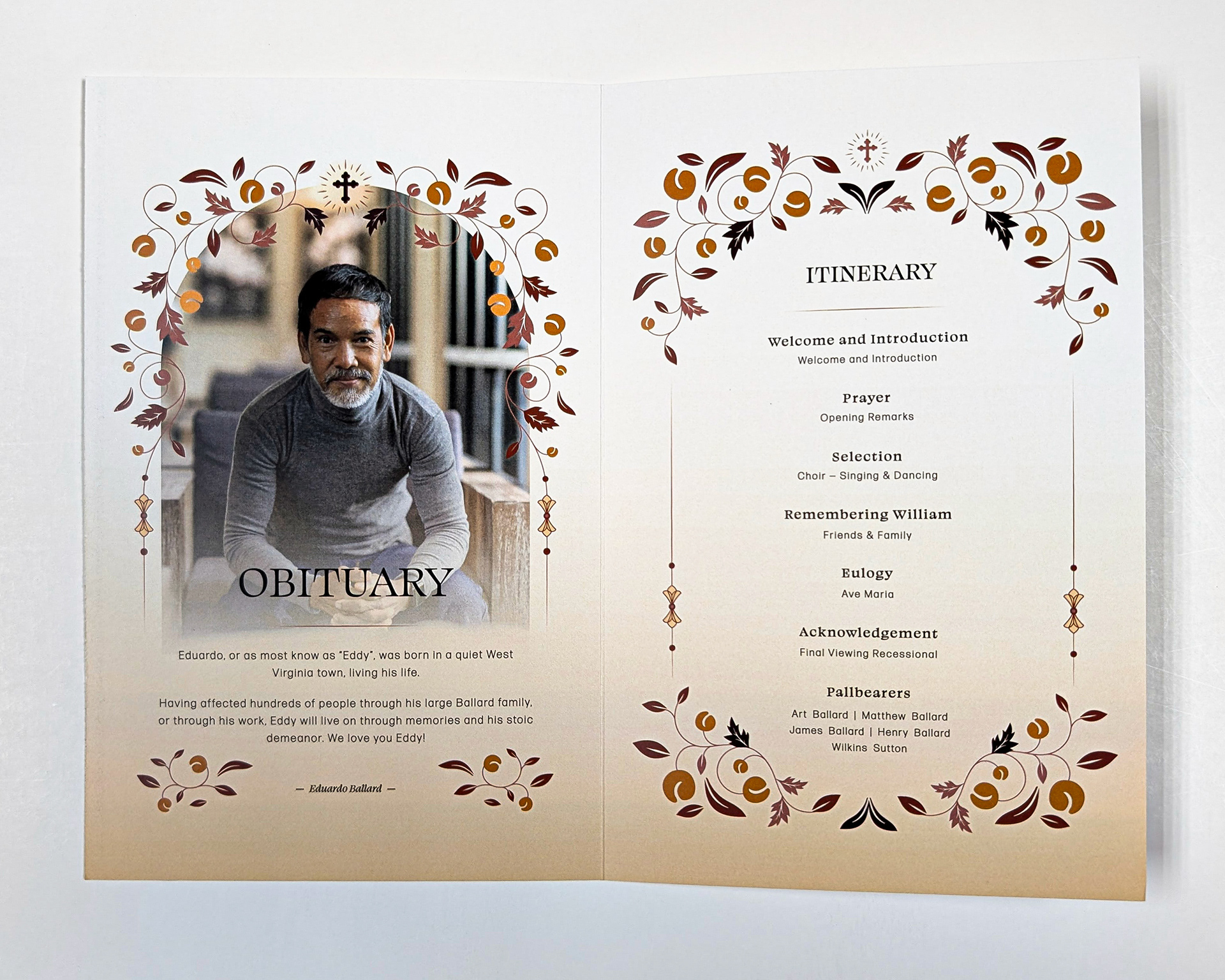 Funeral Program Cards Bi Fold