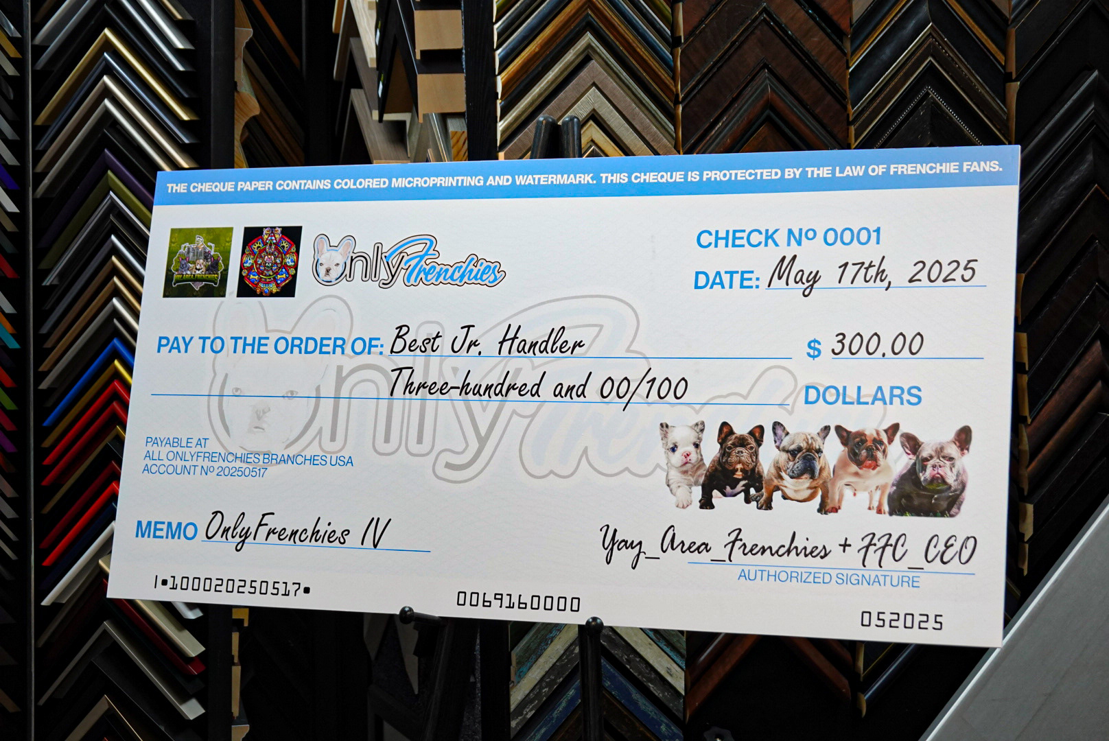 OnlyFrenchies IV Prize Check