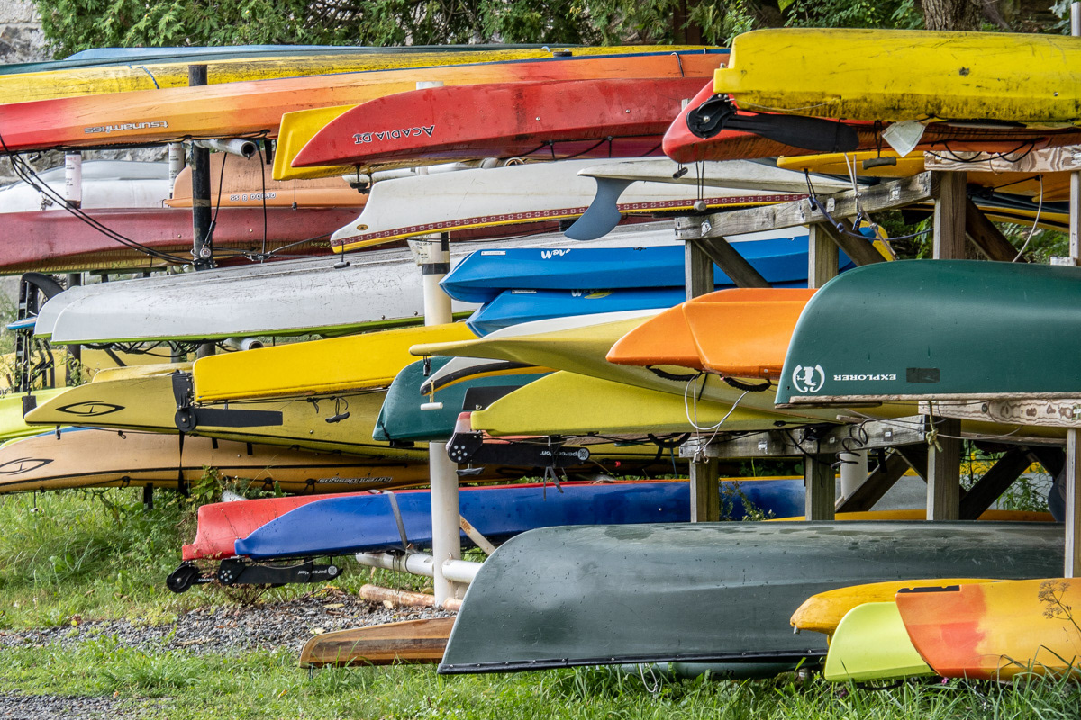 Looking forward to summer: kayaks at Marine Park, Rockport, Maine