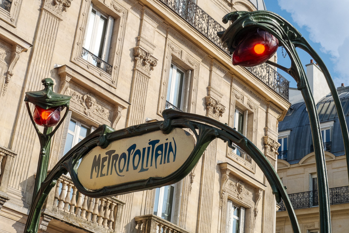 There are still a few of the iconic Art Nouveau entrances to the Metro to be seen