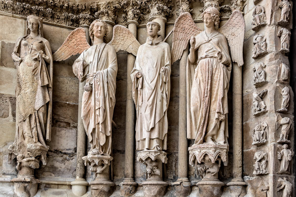 Portal sculptures at Reims Cathedral, Champagne