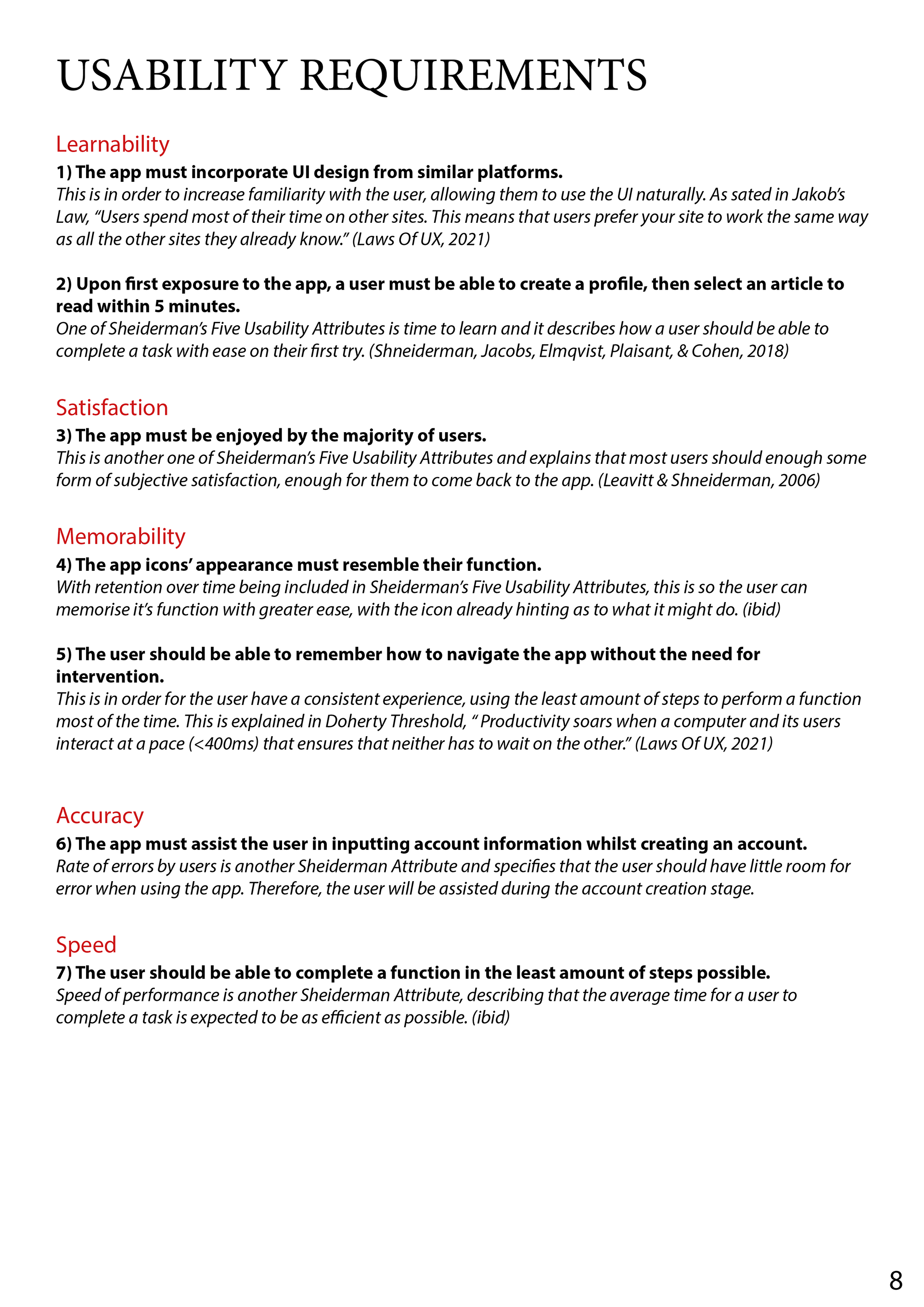 Usability Requirements and UX Principle Thinking