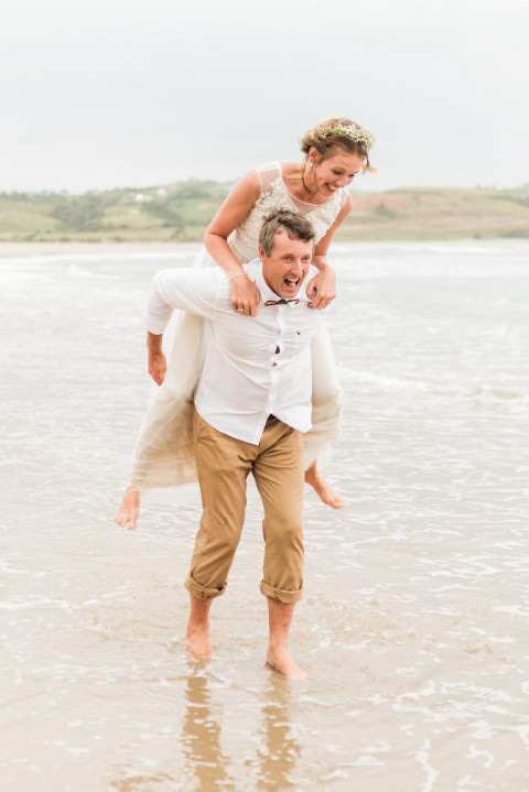 Petra and Johann celebrating their intimate wedding at Mdumbi on the Wild Coast, ocean views and coastal charm.