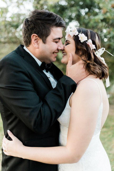 Michelle and Morné at Sloping Valley in East London, intimate countryside wedding surrounded by lush greenery.