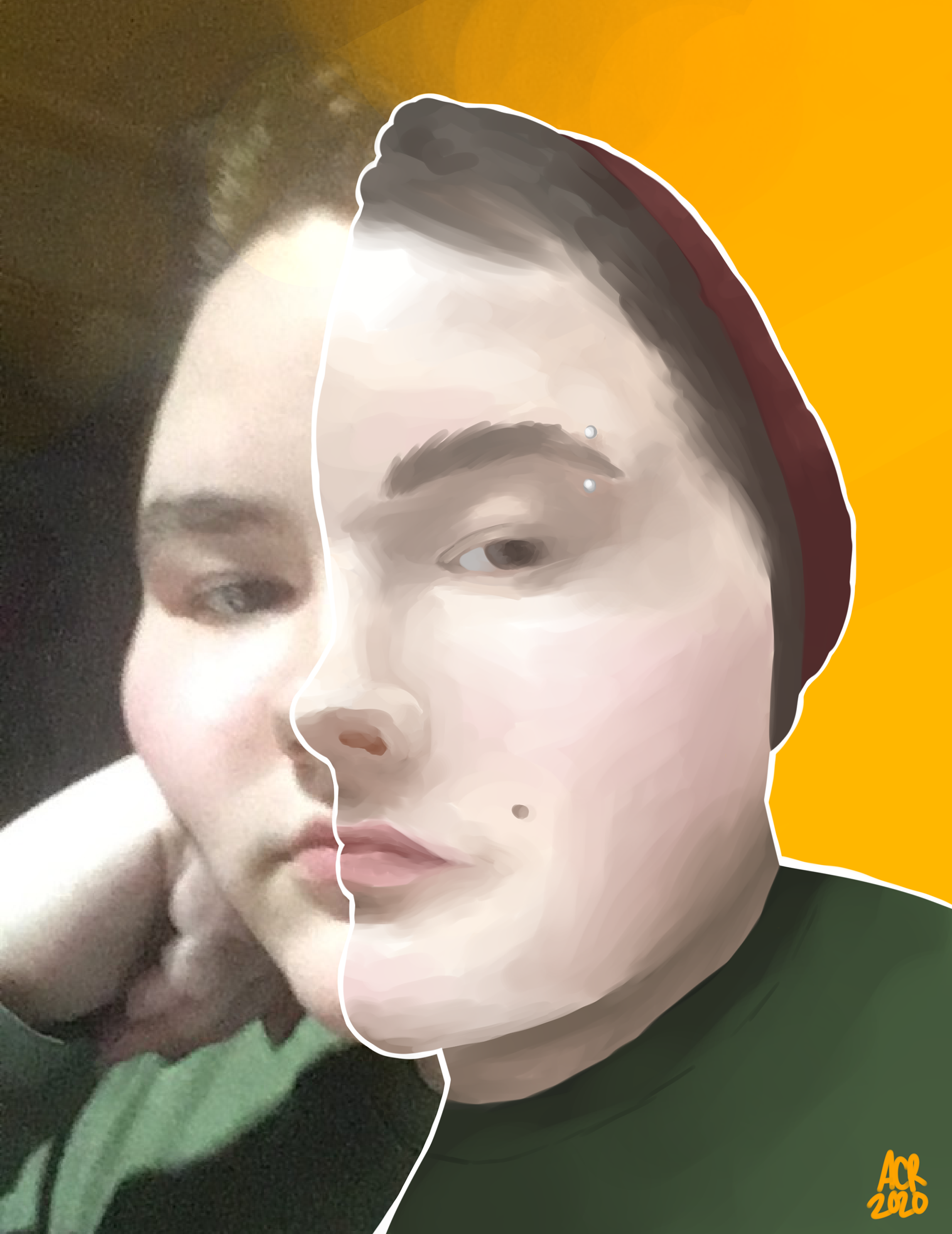 Half selfie and half self portrait