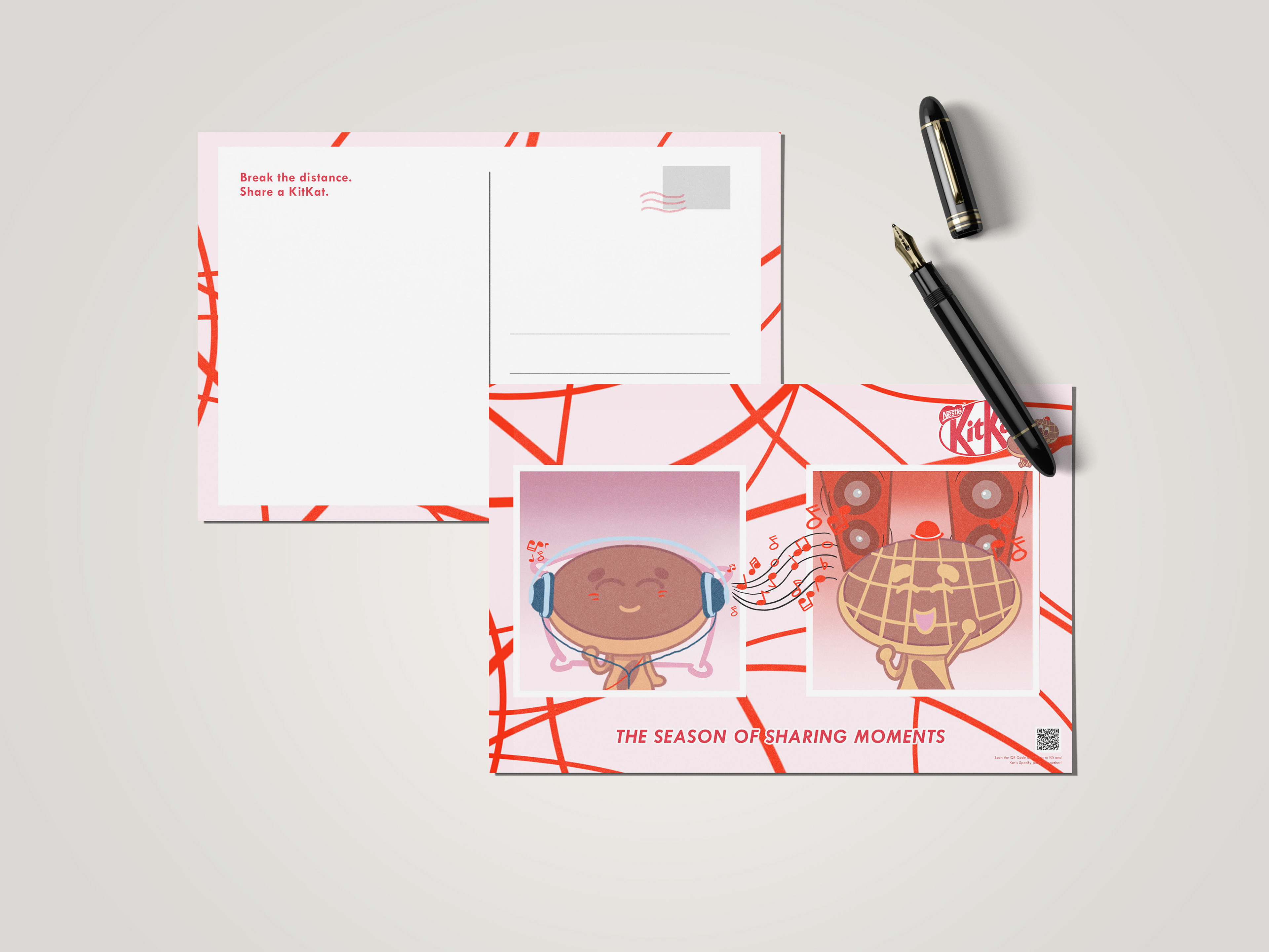 Postcard with QR Code to Officail KitKat 'Sharing Moments' Spotify Playlist