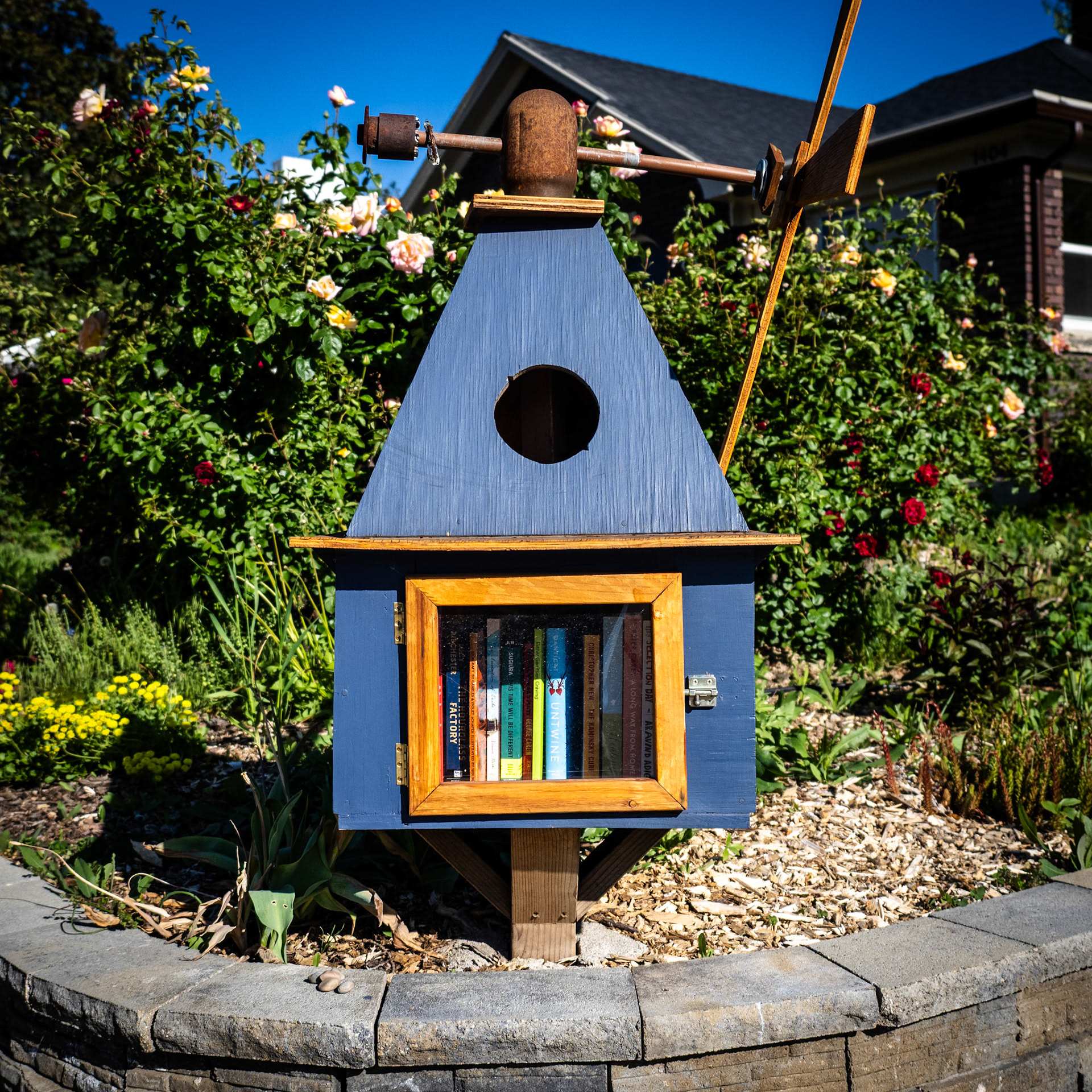 An occasional subject for me are lending libraries when I find an interesting one. I like the windmill motif.