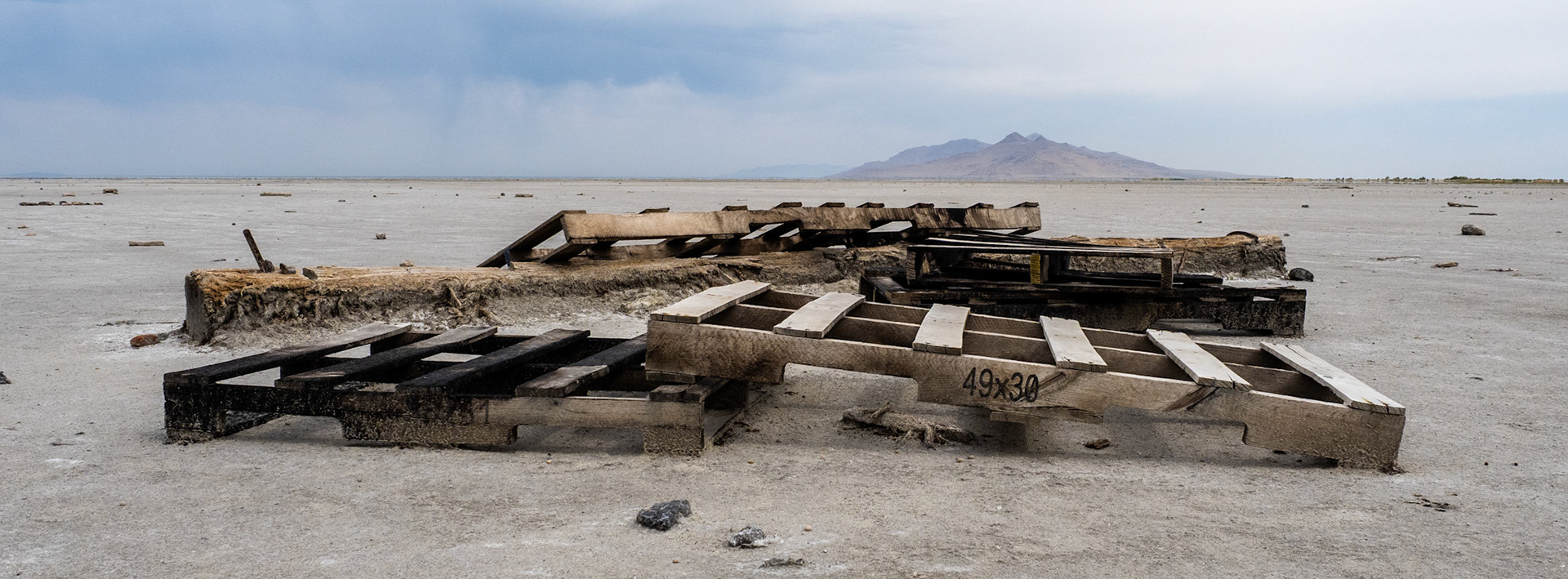 A pile of pallets mirroring Antelope Island... or is it Antelope Island mirroring the pile of pallets.