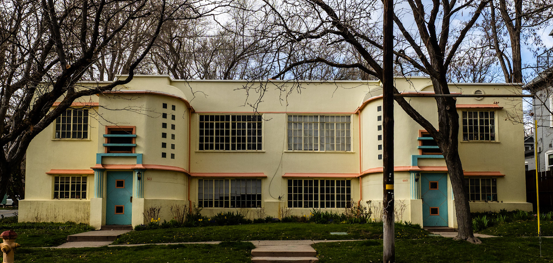 This is a fun duplex in the Avenues area of Salt Lake City. I love the Art Deco Architecture. At least that is what I think the style is.