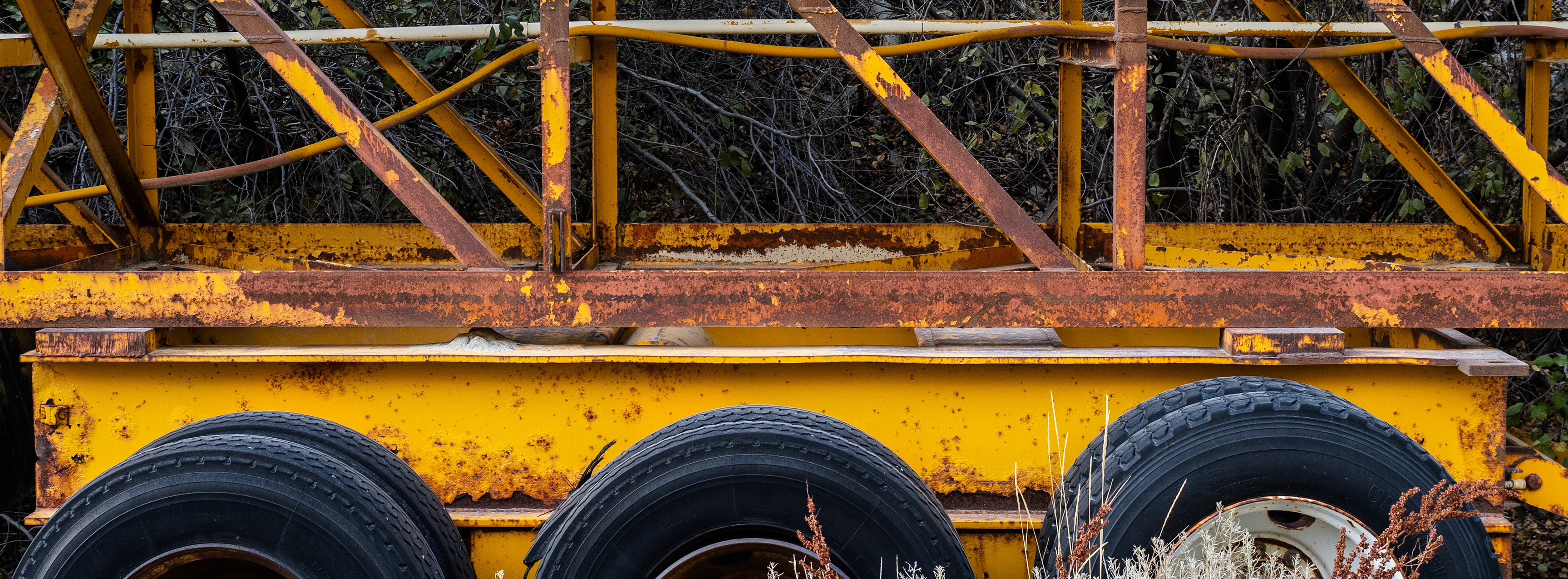 Here are six tires attached to an abandoned conveyer belt. You may have seen this on the north side of I-15 just before the exit to Kilgore Parly's Canyon Gravel Pit.