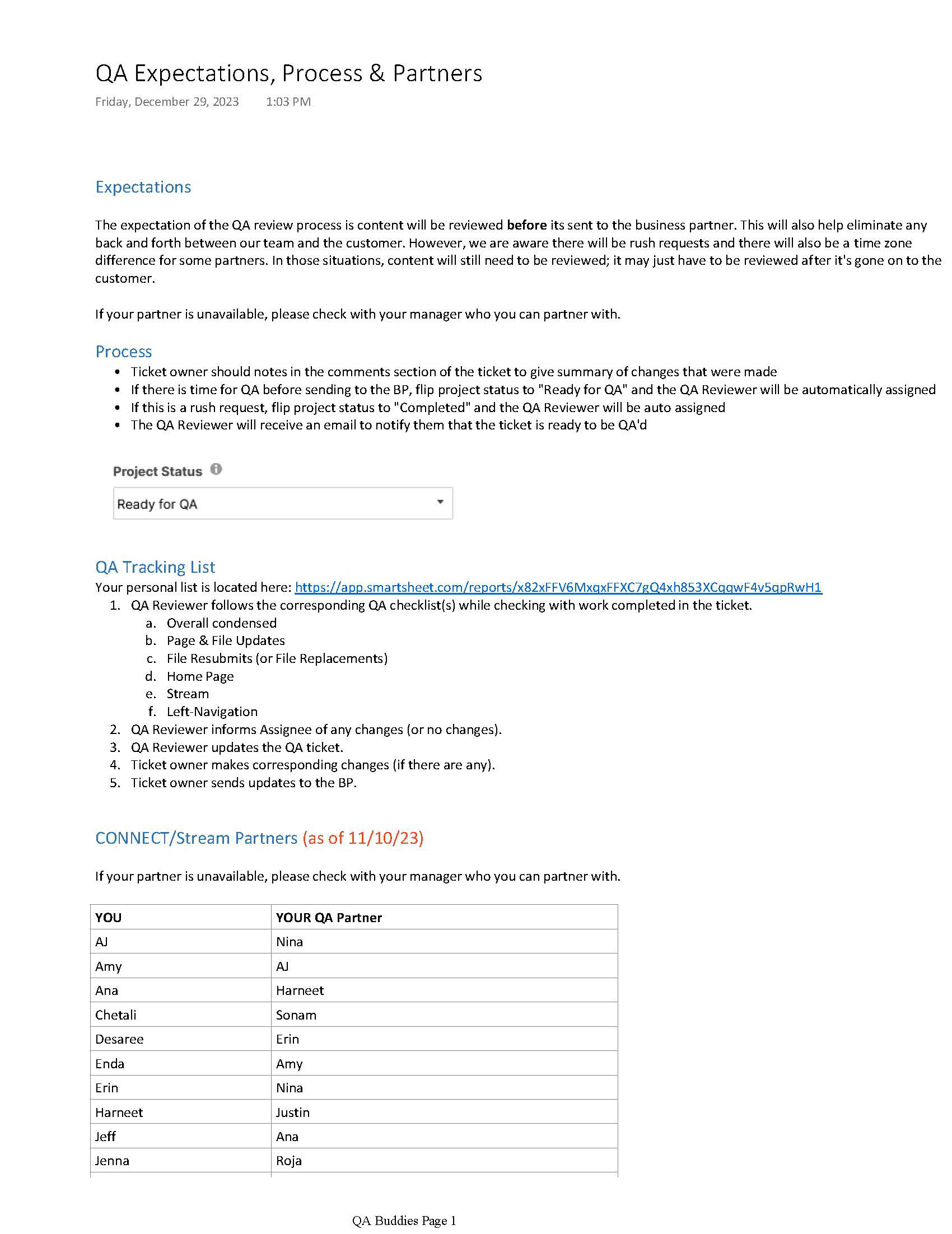Process Instructions