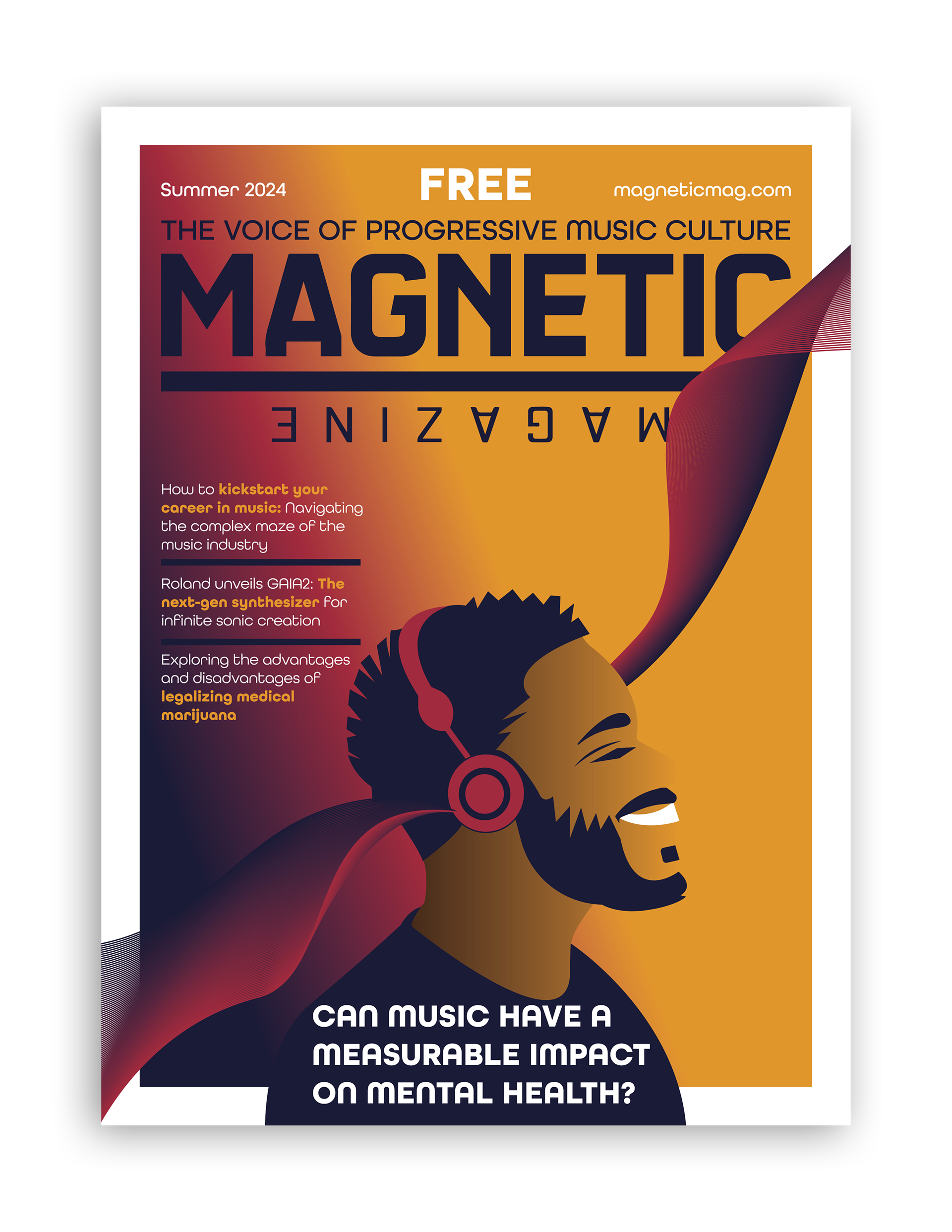 front of the magazine, highlighting the main article