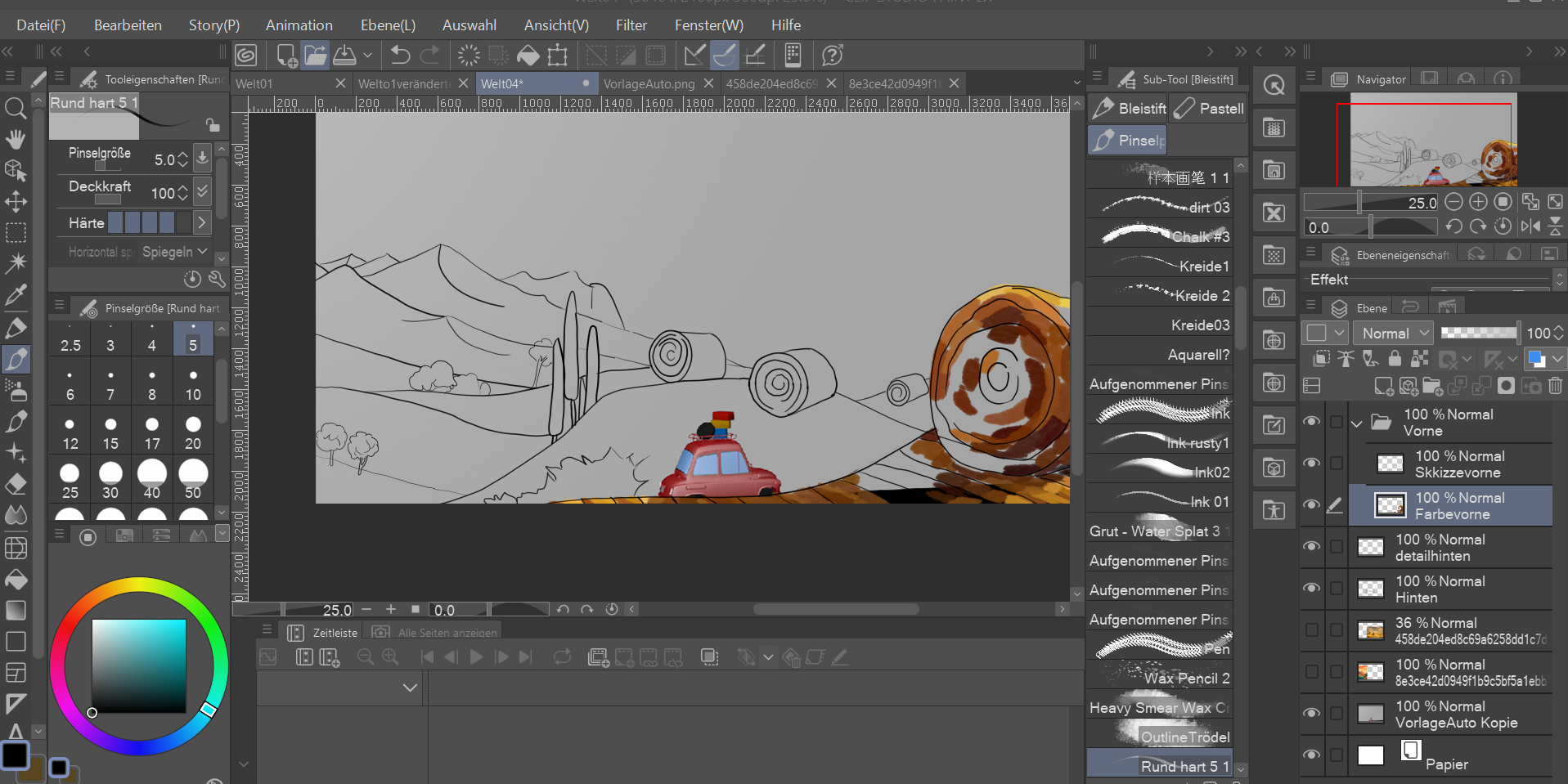 Prozess für die vierte Storyboard Szene