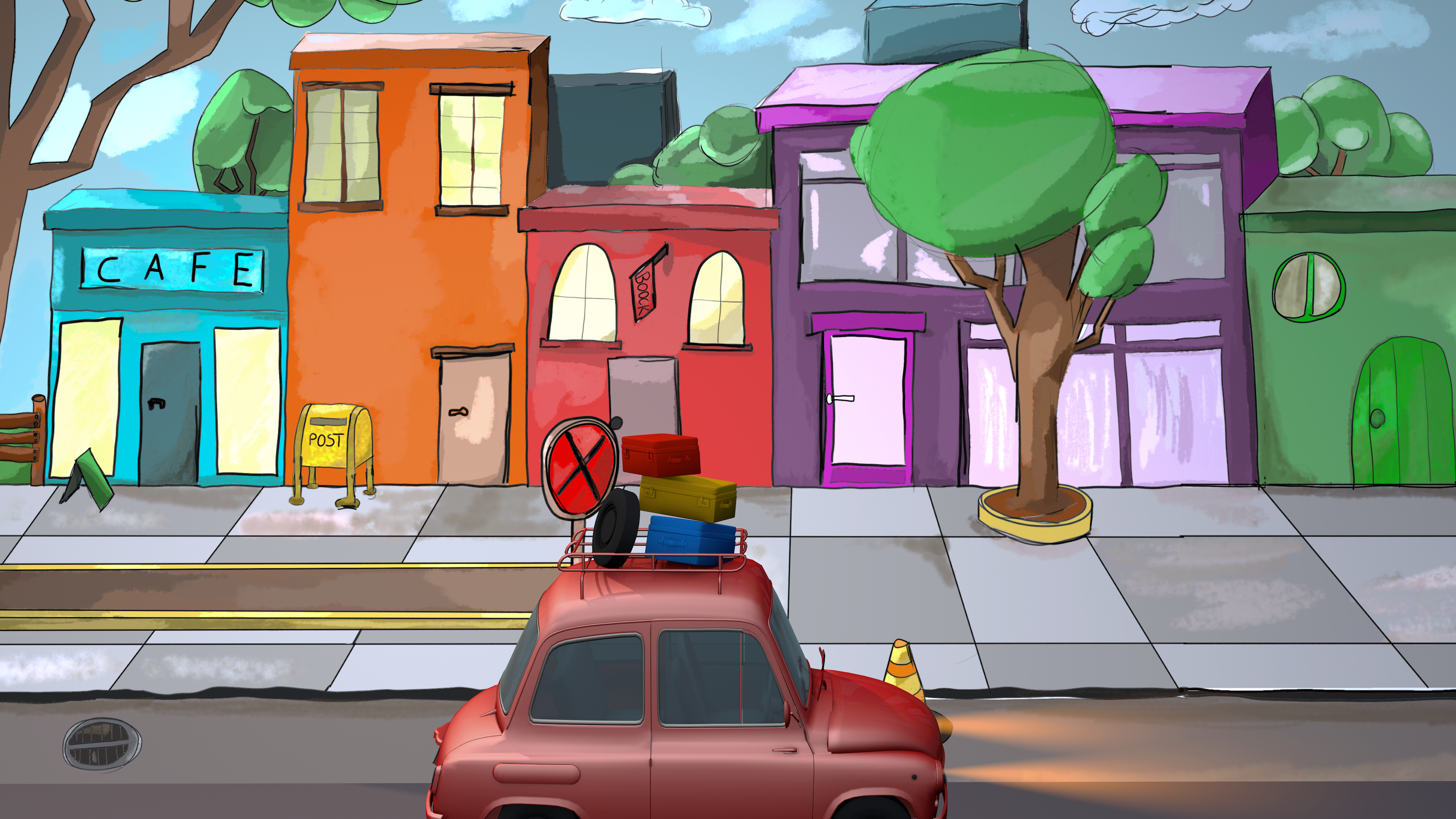 Illustration mit 3D Auto