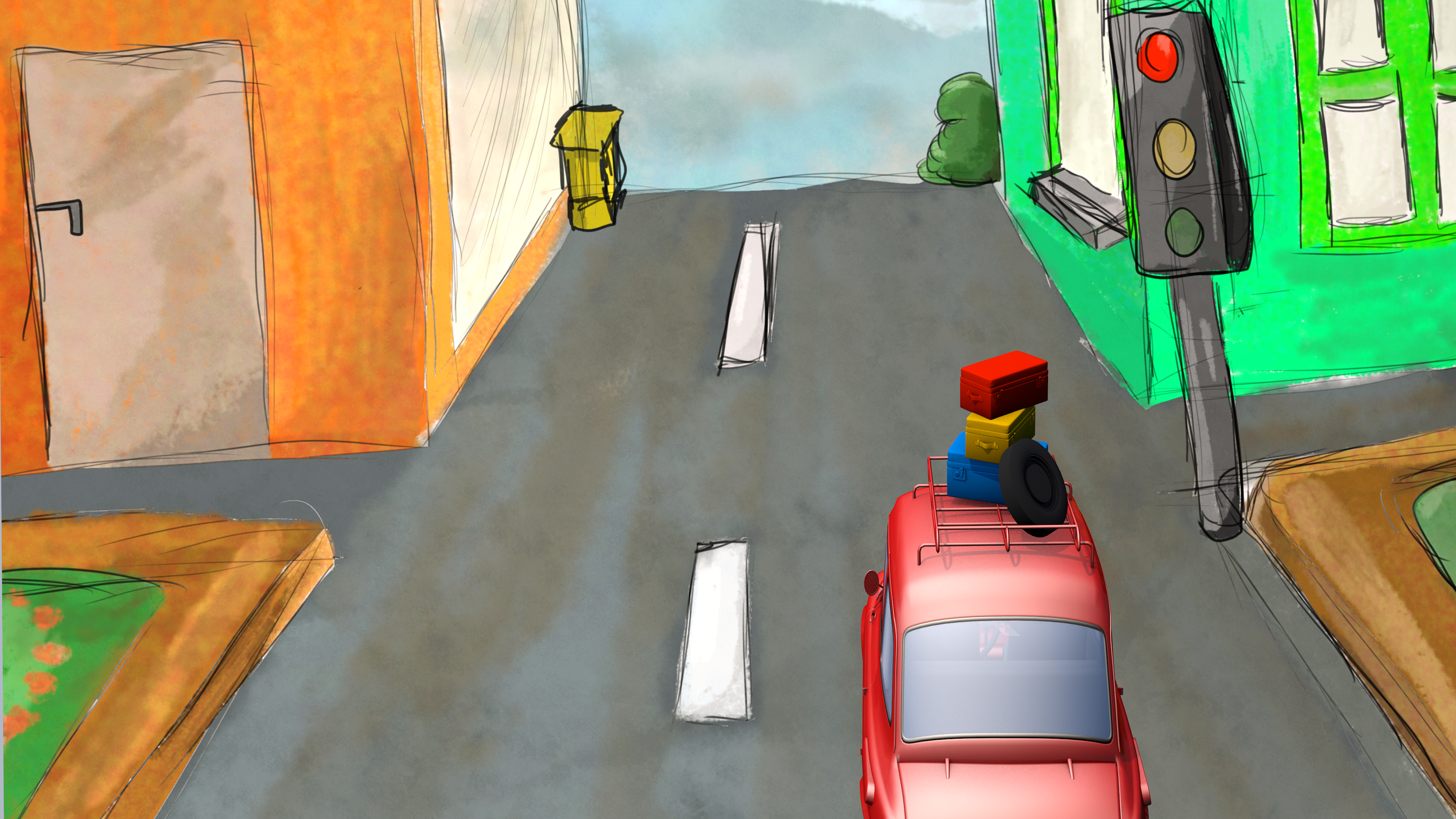 Illustration mit 3D Auto