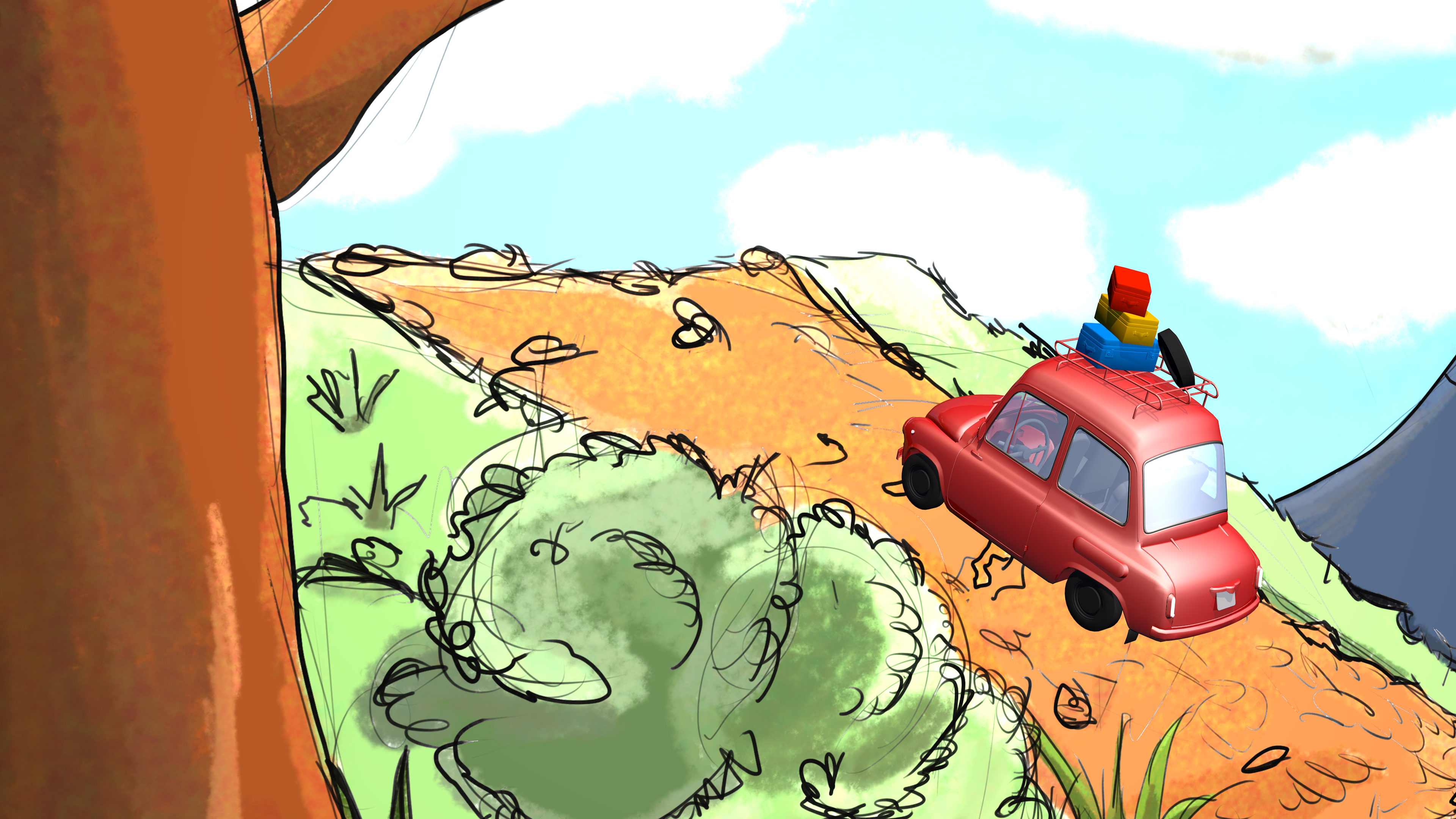 Illustration mit 3D Auto