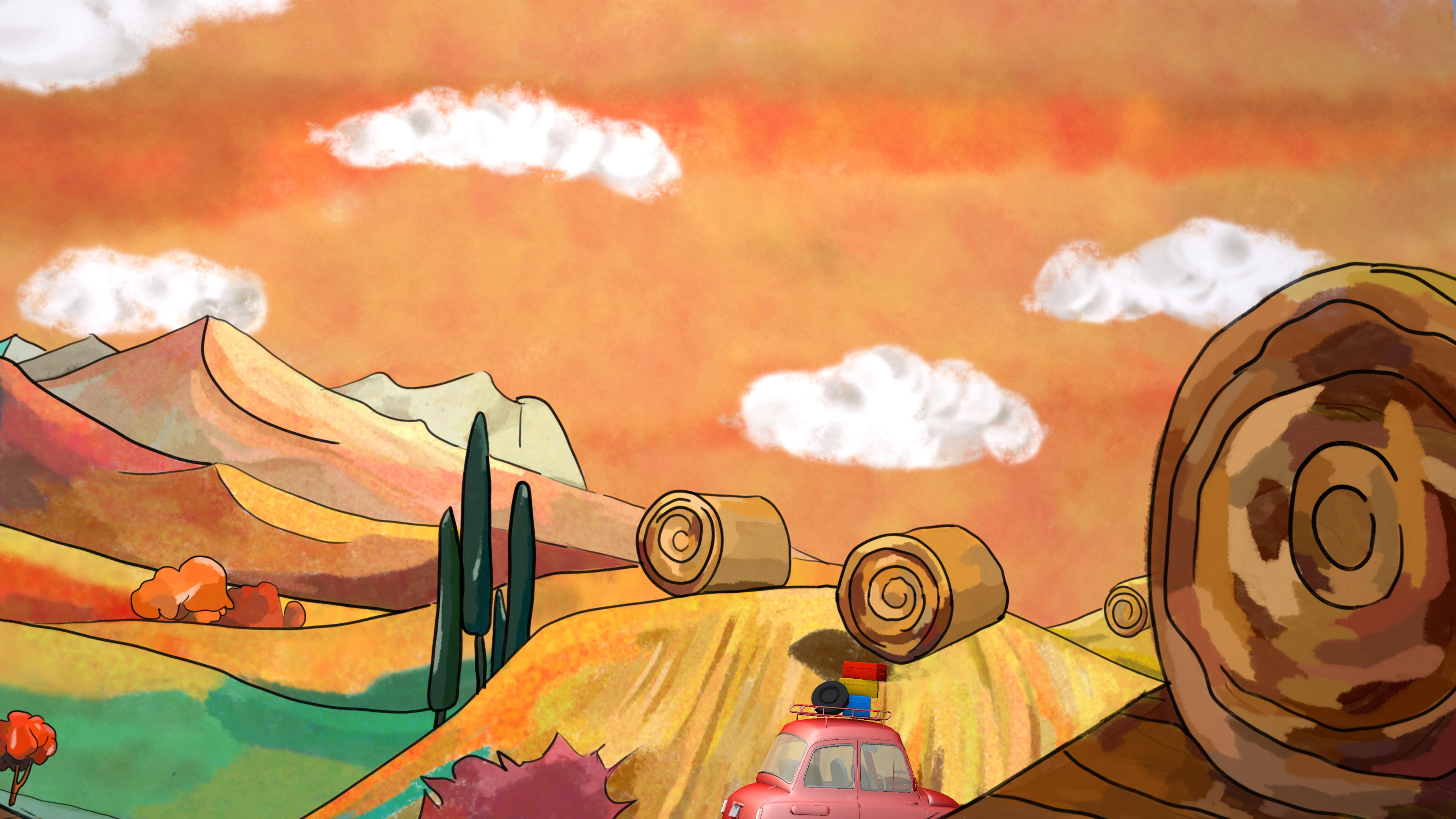 Illustration mit 3D Auto