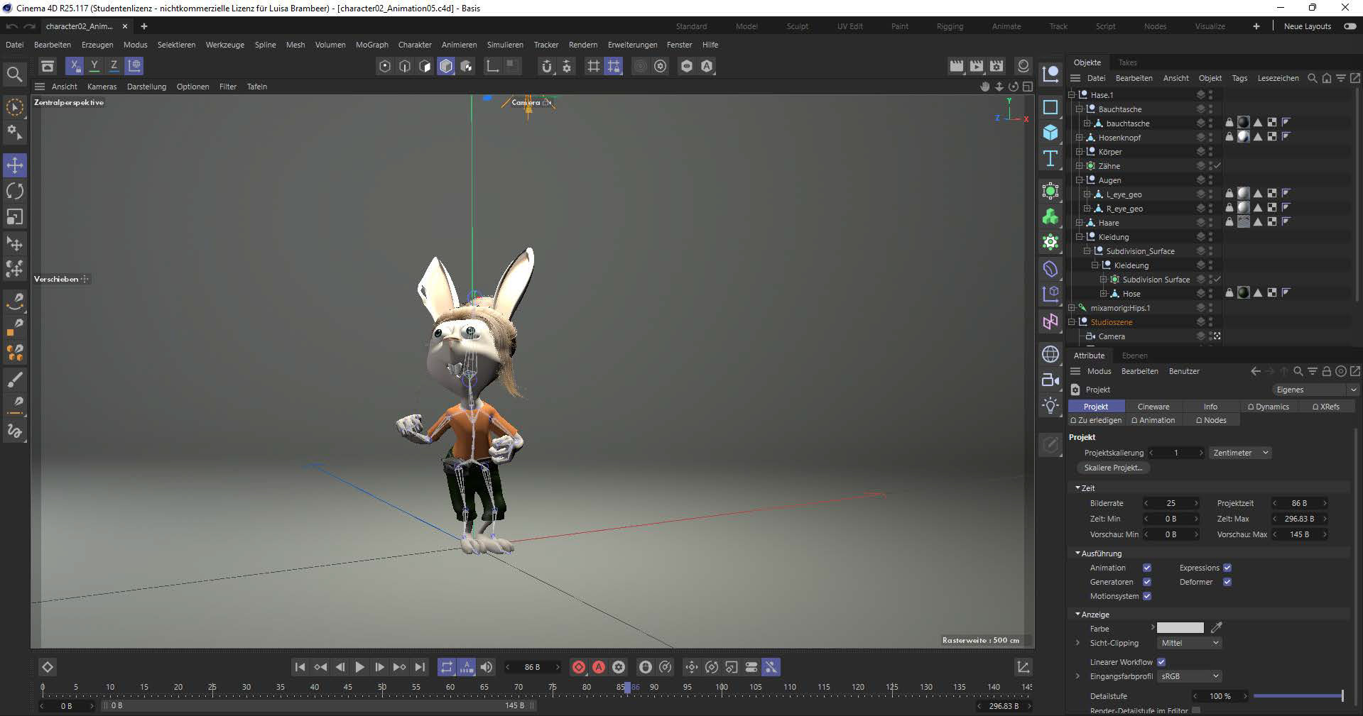 Im Anschluss habe ich den Character zuerst bei Accurig animieren wollen, doch mit diesem Programm hatte ich Probleme den Character im nachhinein mit der Animation herunter zu laden. Also entschloss ich mich dazu, die Animation wie beim ersten Character bei Mixamo durchzuführen.