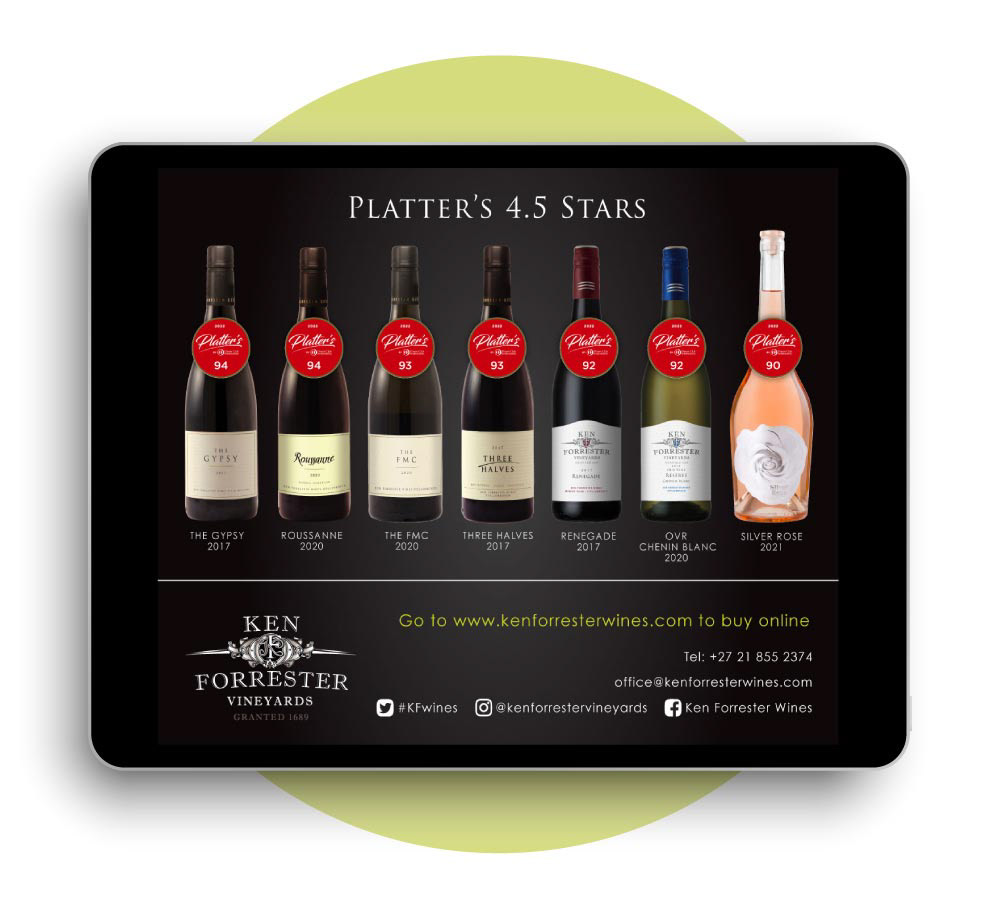 Digital advert for Ken Forrester Wines