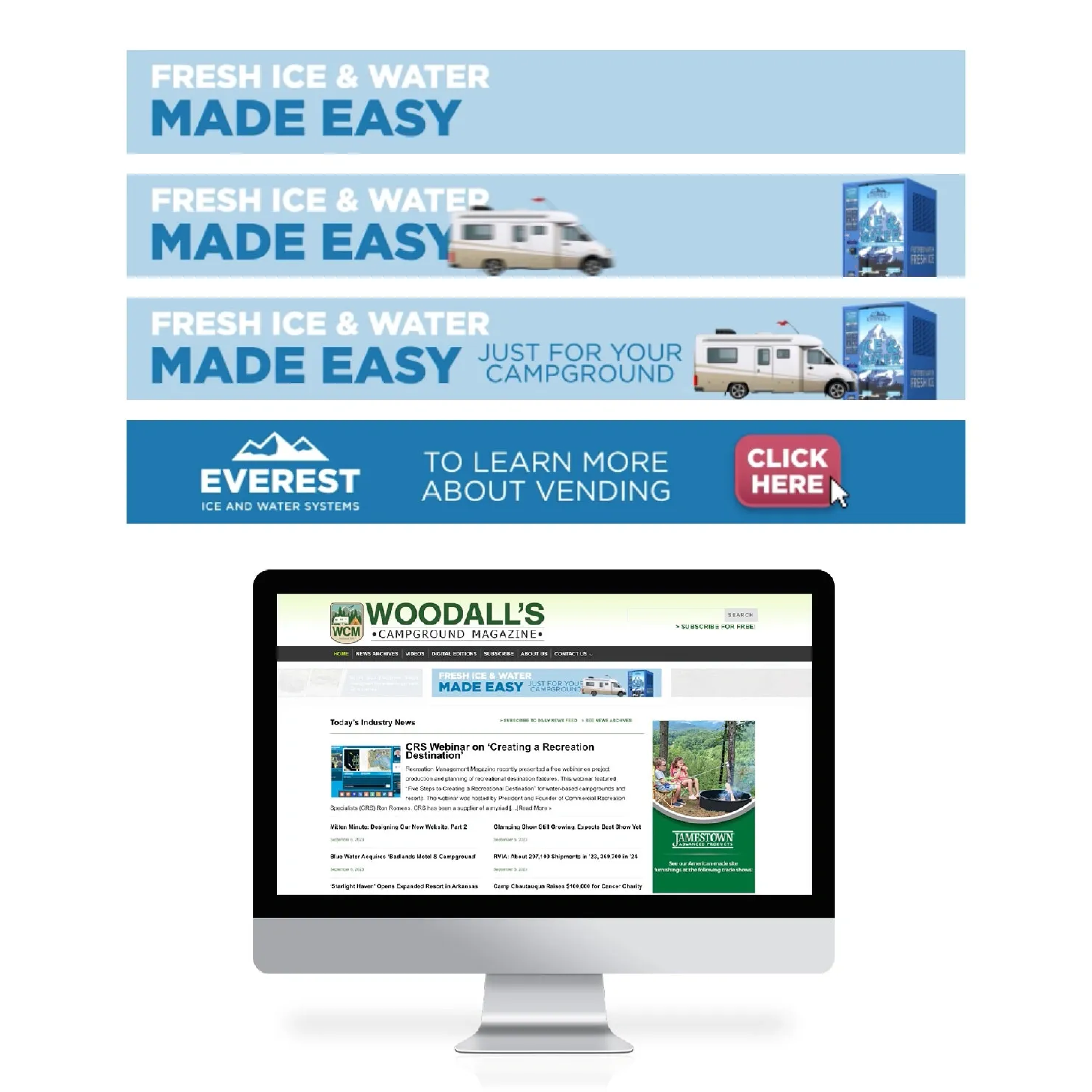 Animated GIF ad for a campground's website in order to promote our product to them.