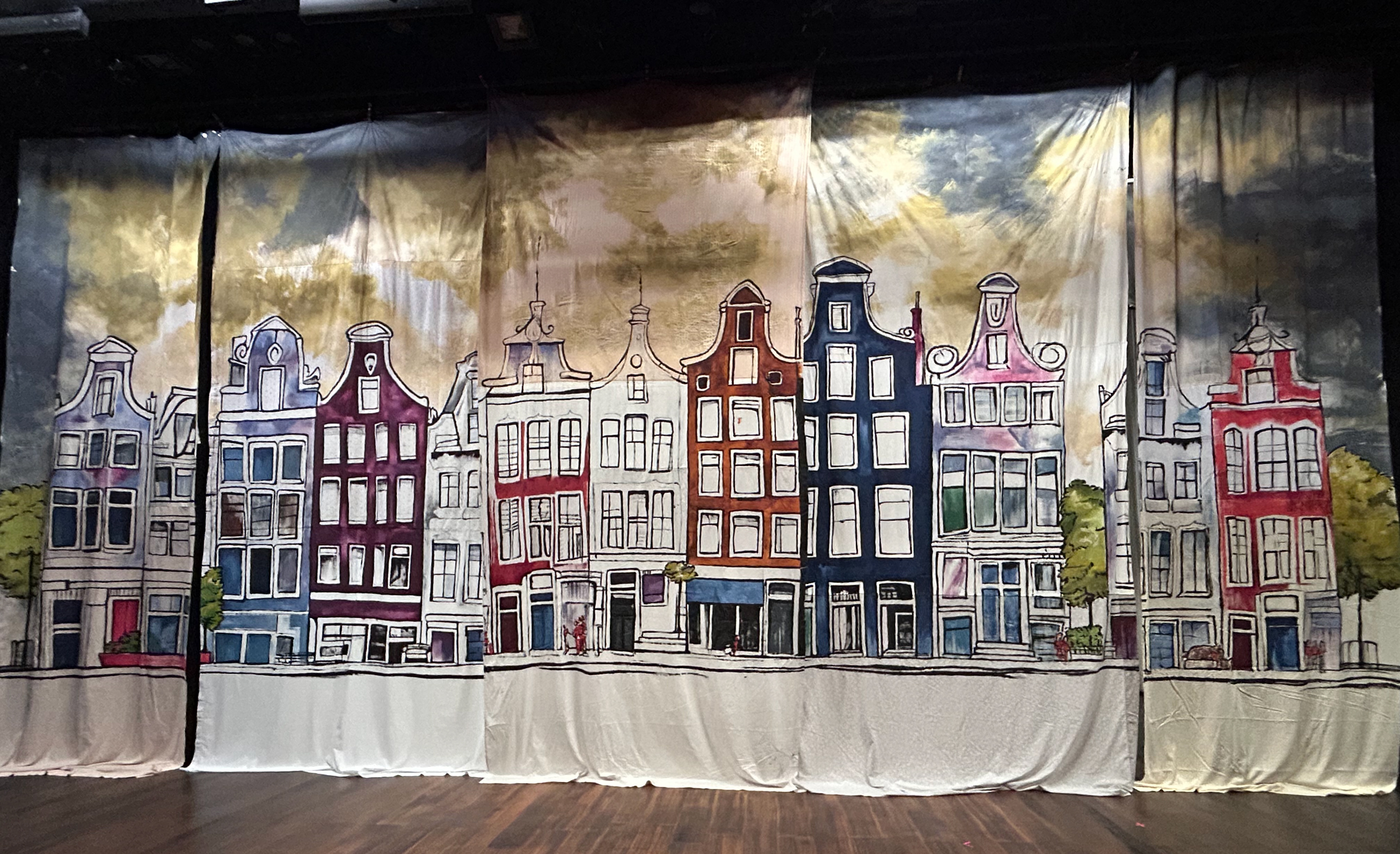 work progress image: bedsheet murals