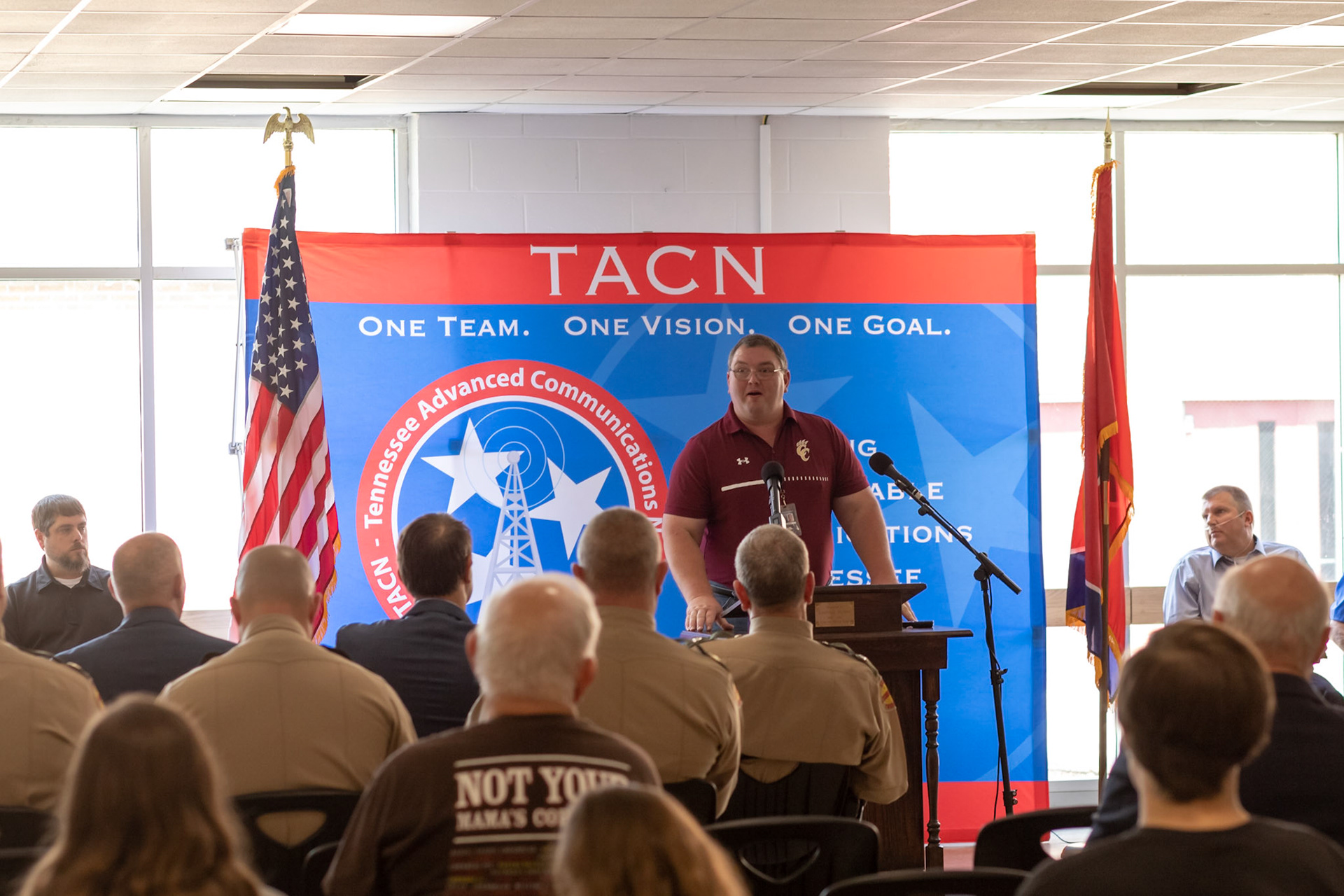 Woodbury City Alderman Adam Melton speaking on behalf of Mayor Andy Duggin