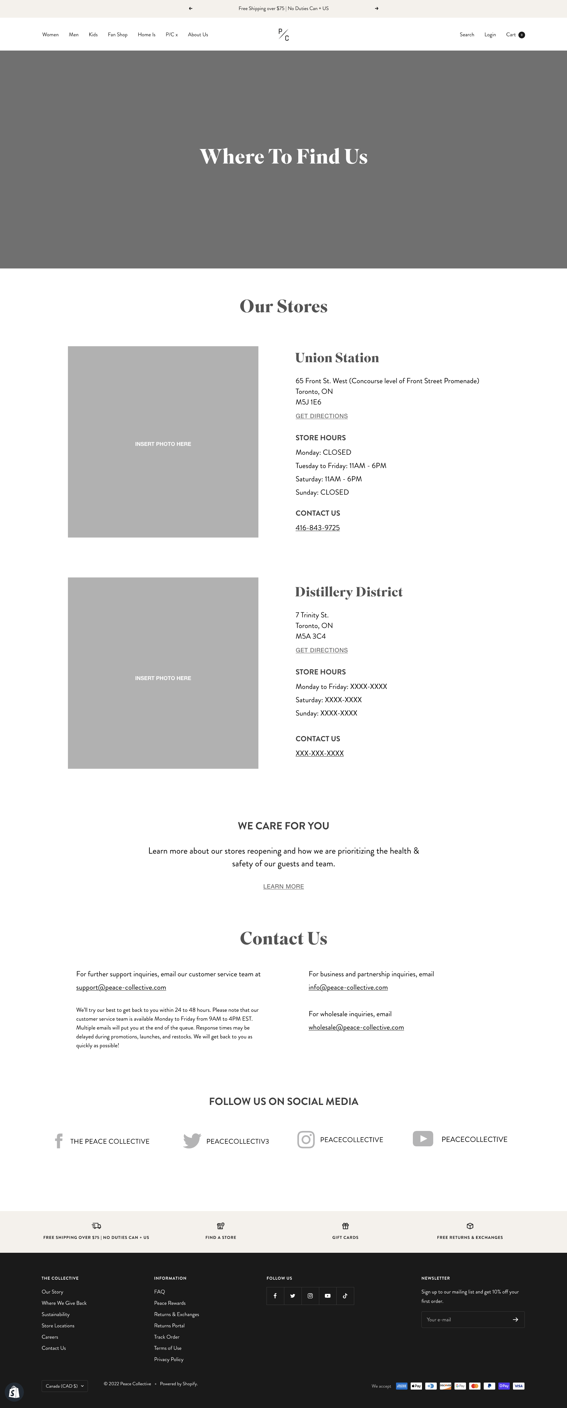 Where To Find Us Initial Wireframe