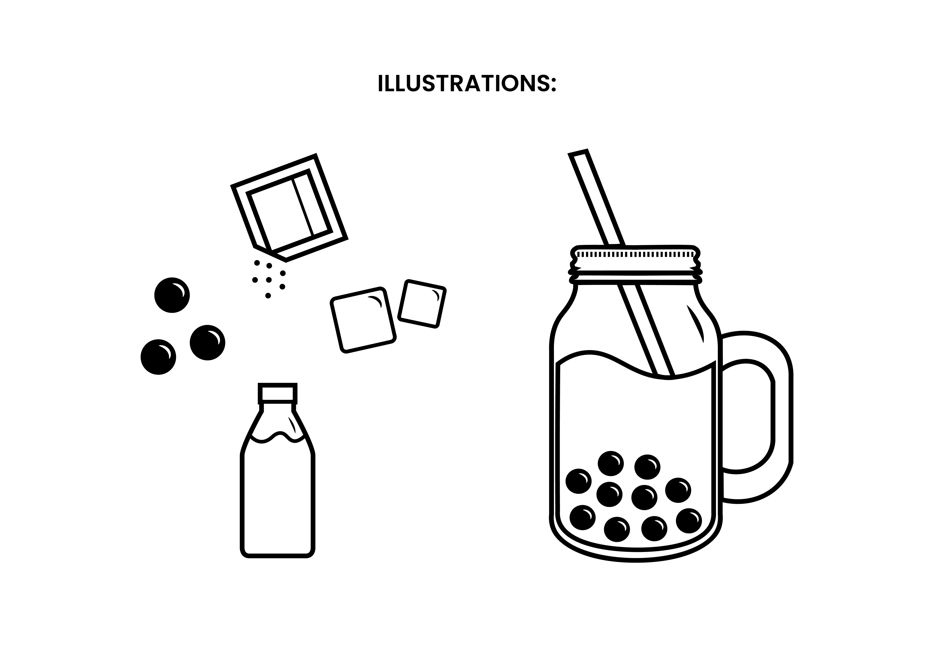 Shizen - Vector illustrations of mason drink jar and bubble tea ingredients