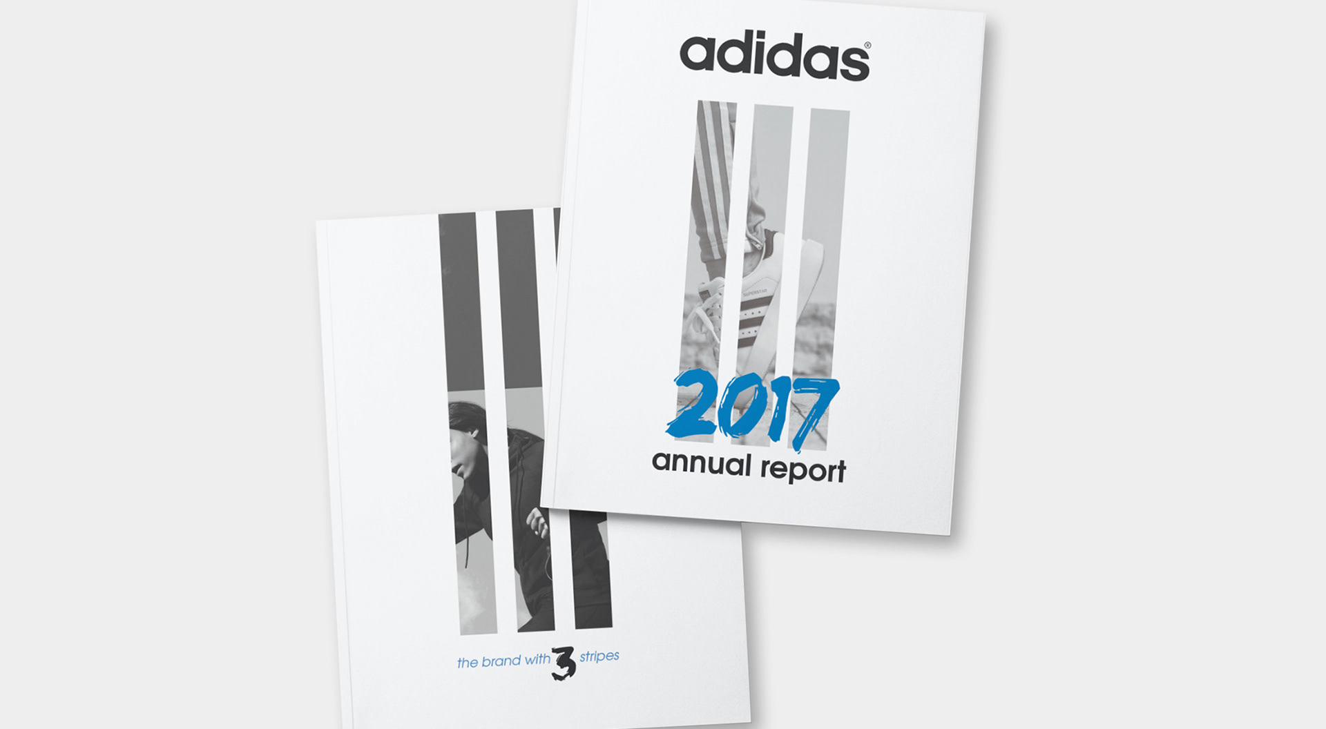 Book mockup of adidas Annual Report Redesign