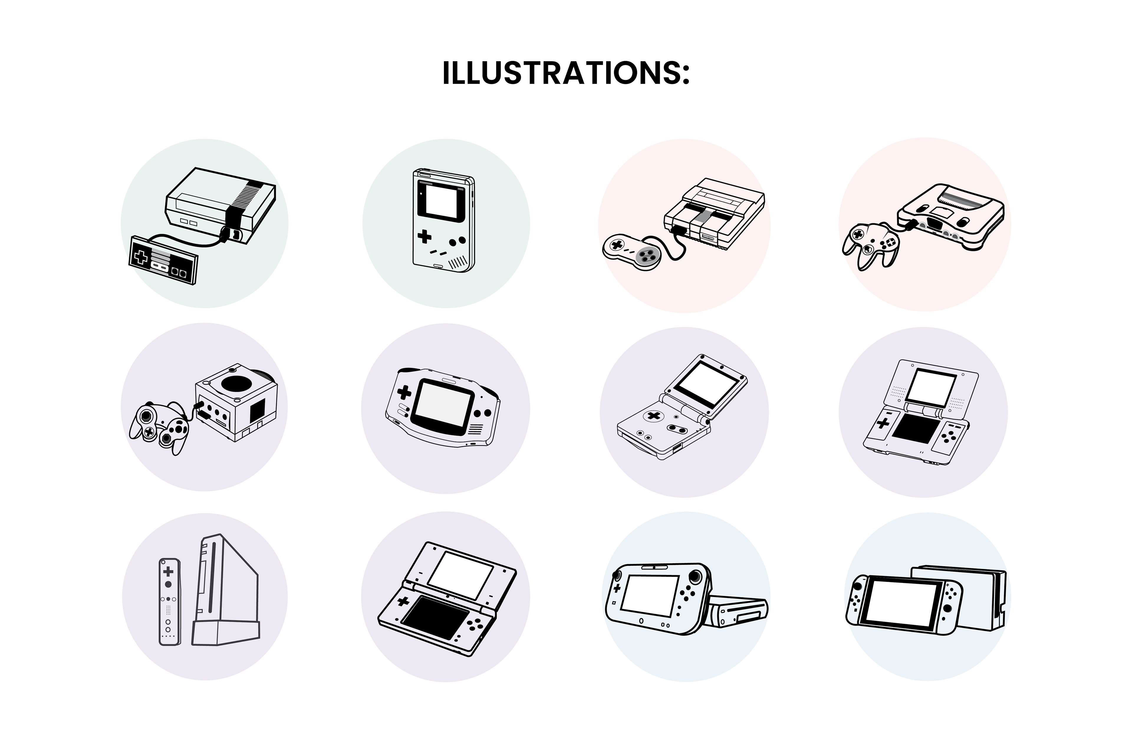 Vector illustrations laid out in 4x3 grid